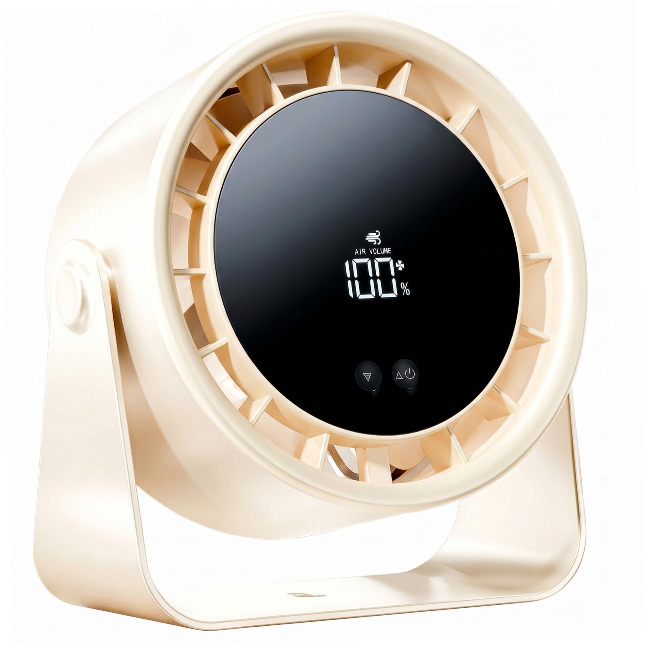 Takingup Desk Fan Quiet, 5-Blade Cooling Silent Desk Fan Usb Rechargeable Oscillating Fans for Home Office Dorm, Beige - Bedside