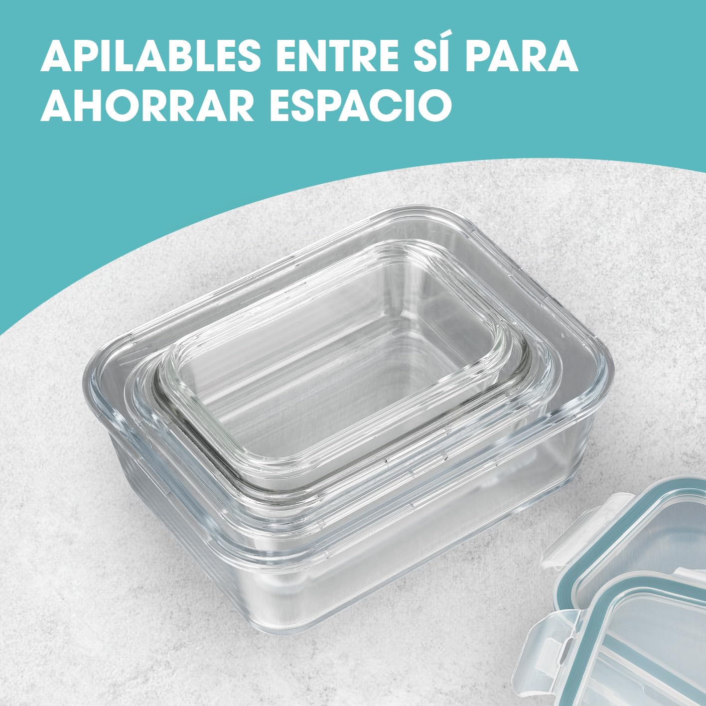 GOURMETmaxx Set de 8 contenedores de Alimentos de Vidrio, Incluyendo la Tapa | Cierre cuádruple y Sello de Silicona, conservación del Aroma de la Comida