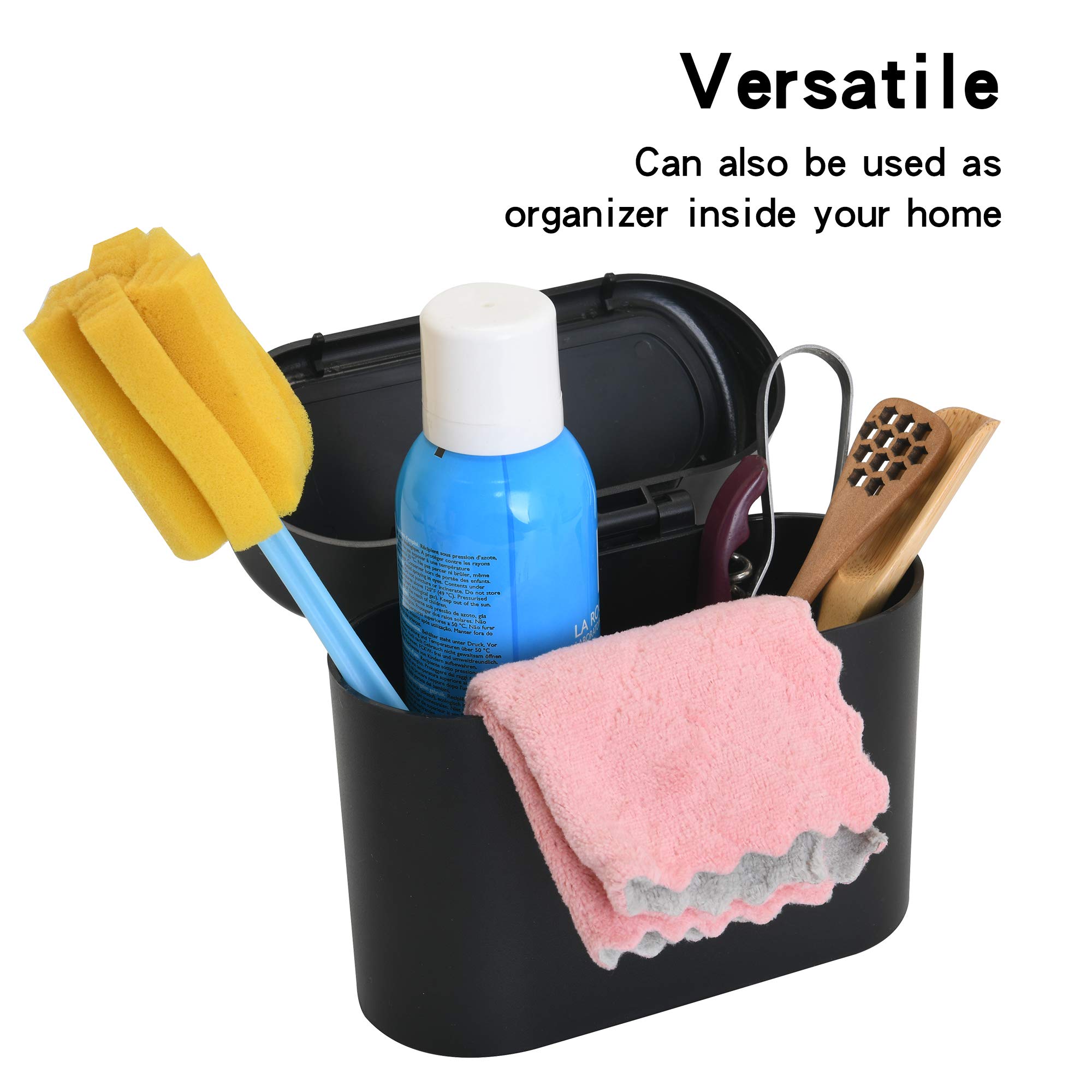 CZWL&HG Portable Hanging Mini Car Trash Can,Wastebasket Trash Can with Lid, Plastic Desktops Trash Can, Garbage Can for Car Office Home,Waterproof Odorless Garbage Can (Brown, 1)