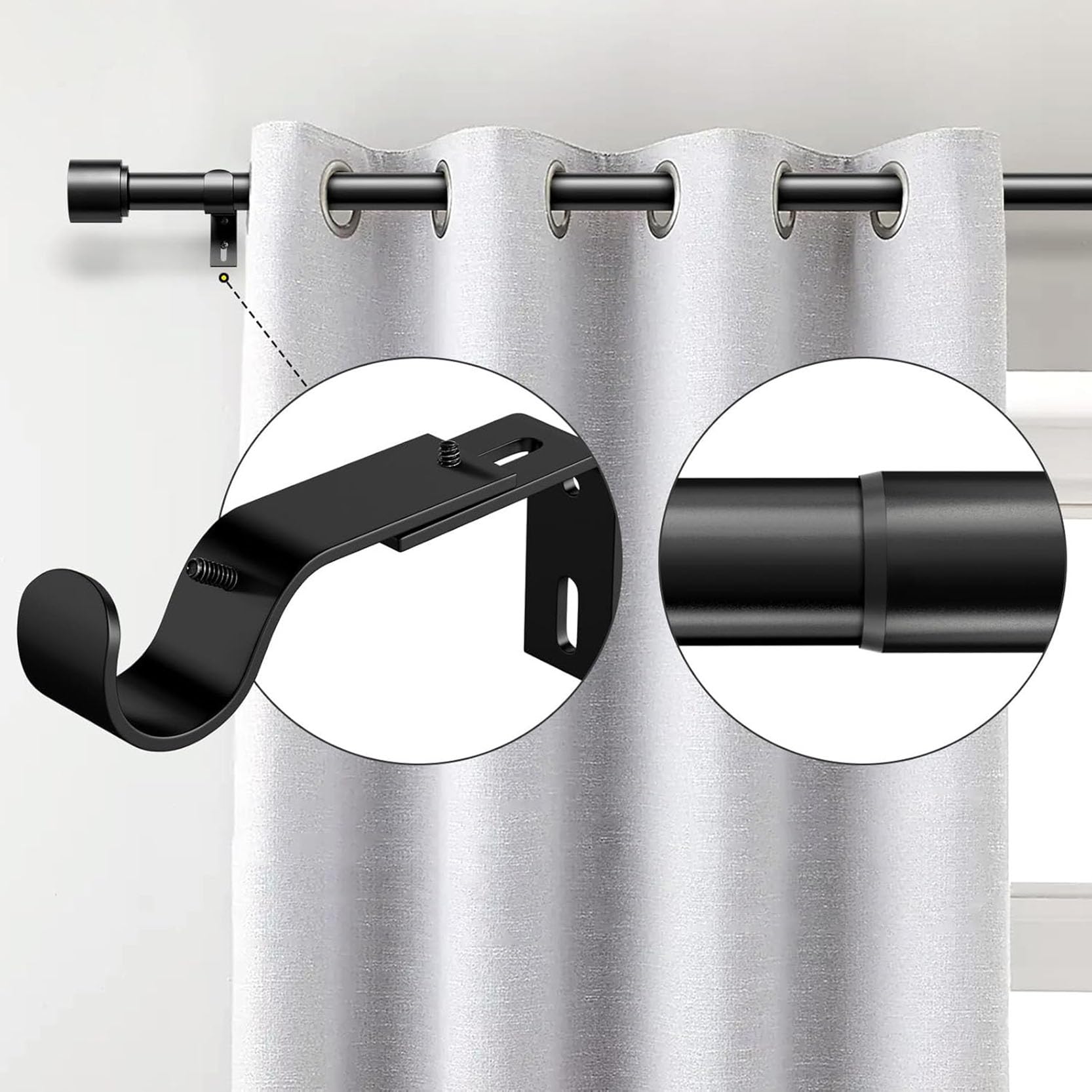 Verstellbare Gardinenstange,einfach Zu Installierende Duschvorhangstange,Modernes Design Teleskopstange,Vitragestange Ausziehbar(Size:48-84in)
