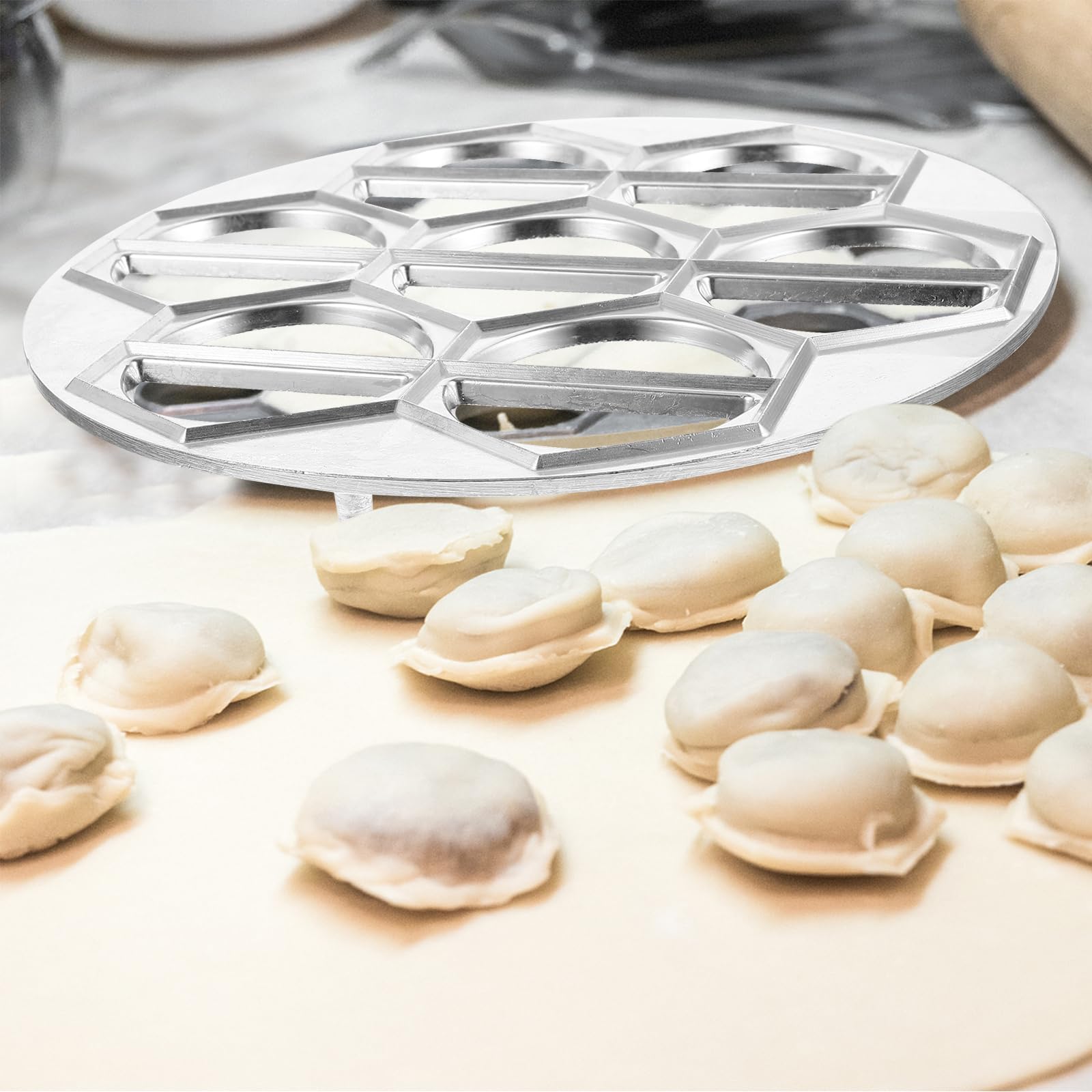 Housoutil Molde Para Hacer Empanadillas De Aluminio Con 14 Huecos Prensa Manual Para Dumplings Pelmeni Pierogi Y Albóndigas Caseras