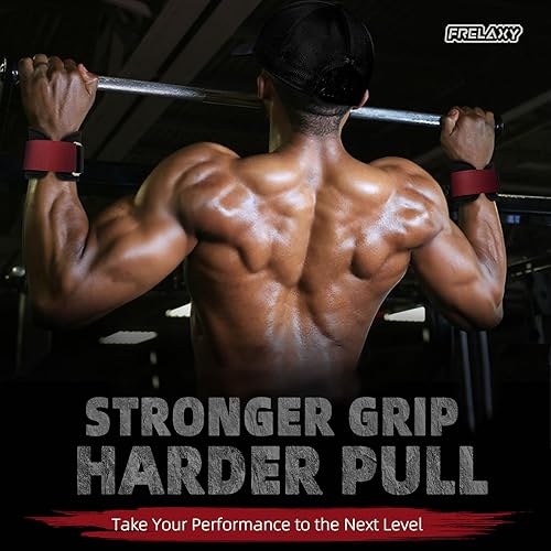 Miniatura 7 de Frelaxy Correas de levantamiento de muñecas, empuñaduras de goma para levantamiento de pesas con palma antideslizante y muñequeras, soporte para