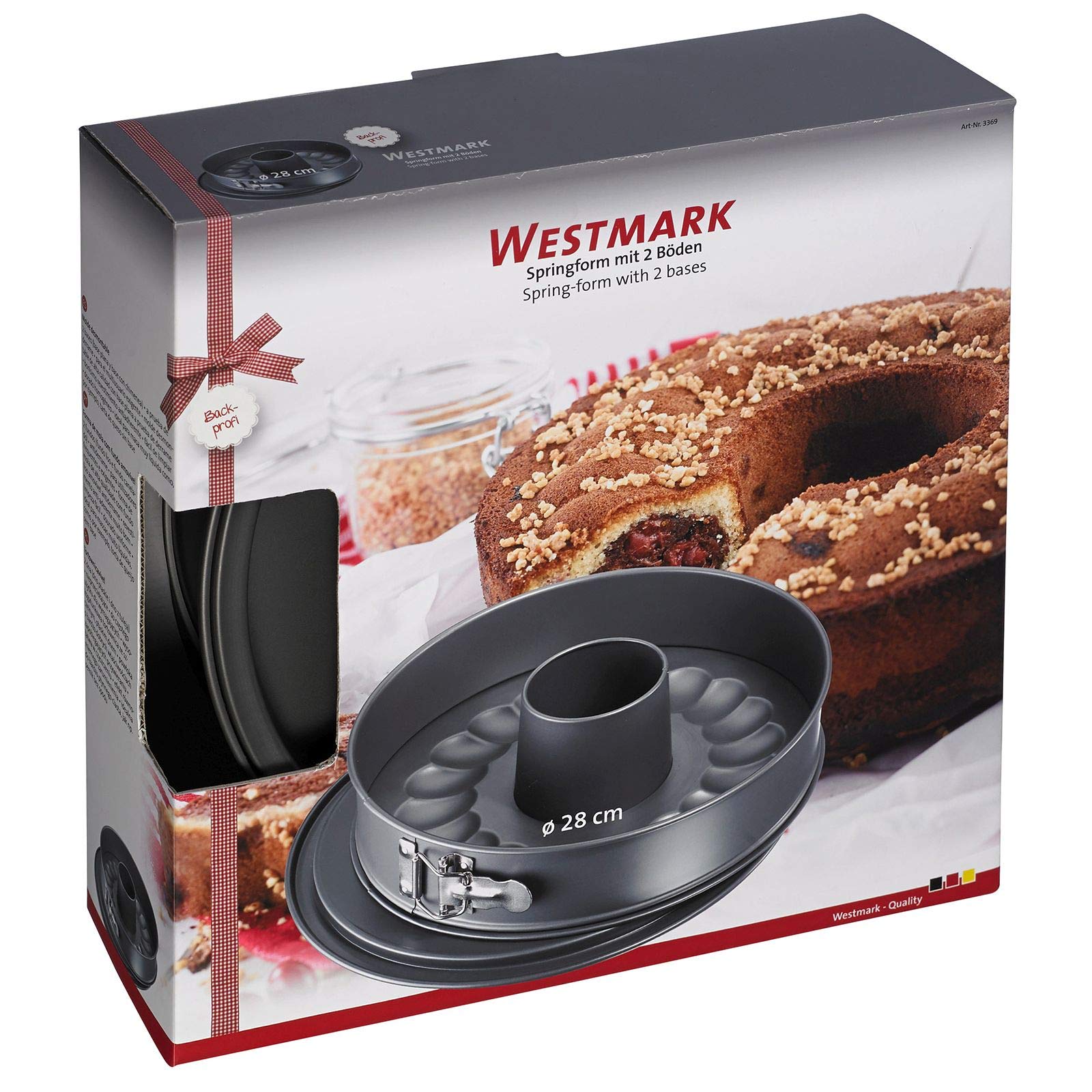 Westmark Springform mit zwei Böden, auslaufsicher, Ø 28 cm, mit Antihaftbeschichtung, kaltgewalzter Stahl, Back Profi, Anthrazit, 33692260