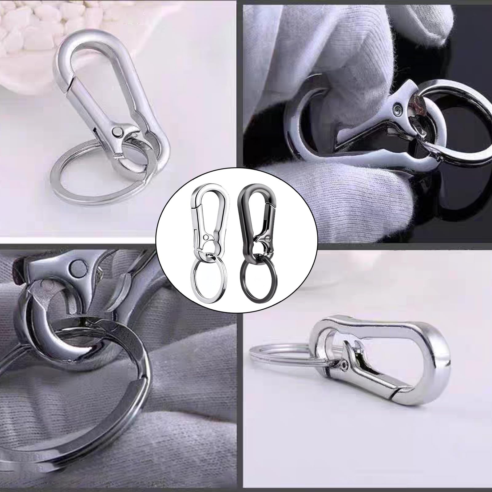 20 Mousquetons Aluminium Noir 50x26 Mm - Porte-clés Léger, Résistant 30 Kg, Pour Camping, Randonnée, Quotidien - 5