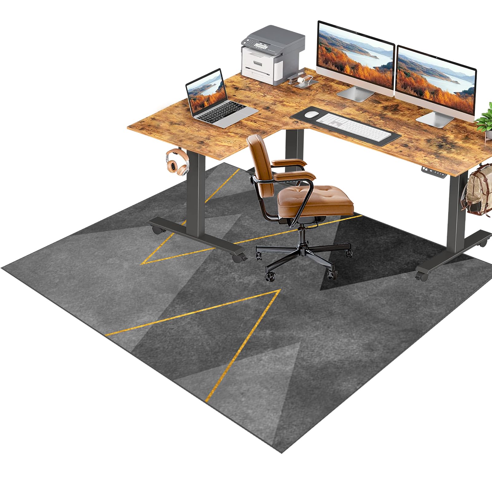 RxiBeFuw Office Chair Mat for Carpeted Floor 60 x 70 cm, Low/No Pile Carpet Protector Chair Mat for Easy Glide, Gaming Chair Mat Non-Slip Desk Chair Mat, Rectangular Floor Protector for Chairs