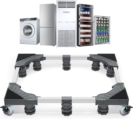 WBD WEIBIDA Upgraded Full-size Washing Machine Base Stand with 4 Locking Wheels & 10 Strong Feet, 24-31" Fridge Stand Adju...