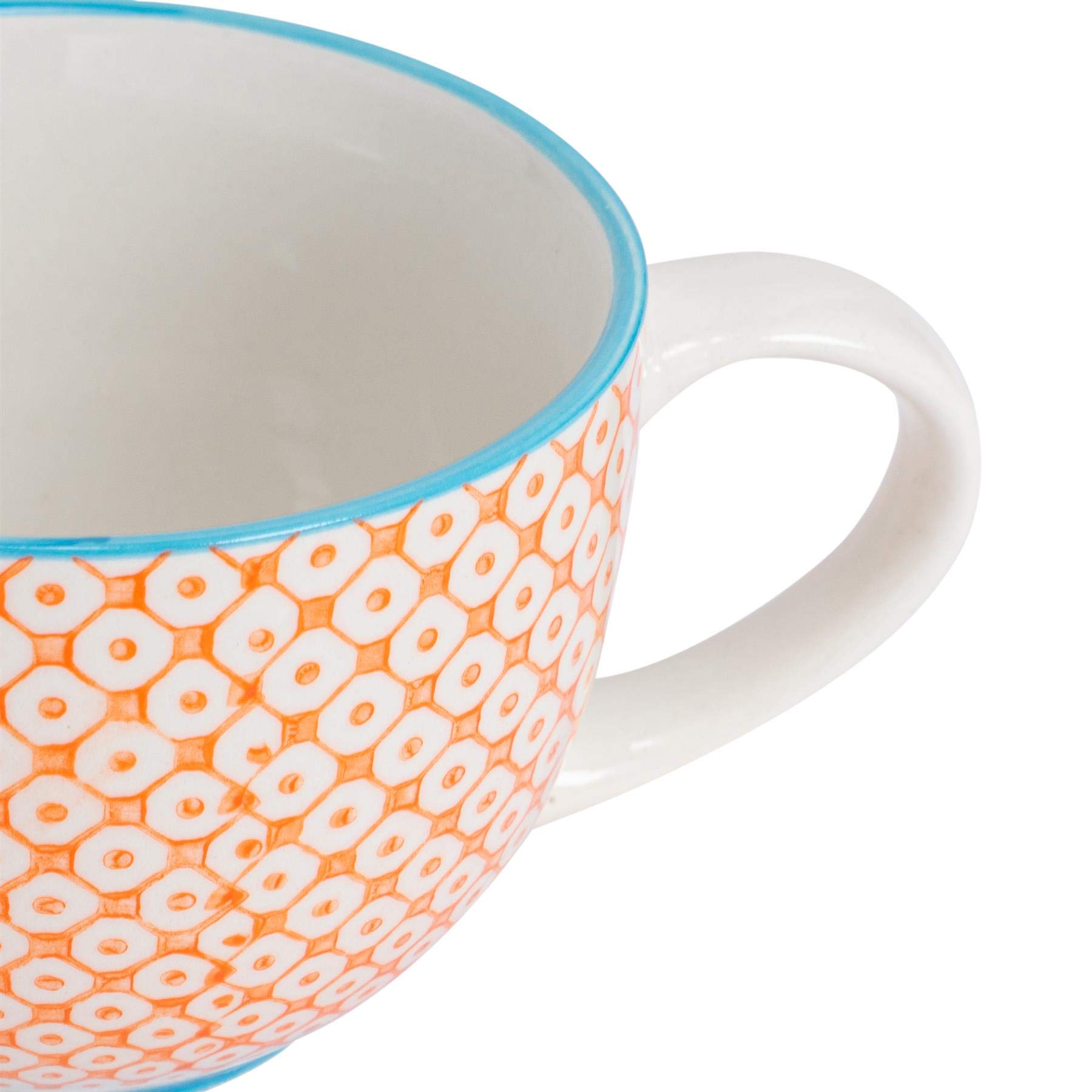 Nicola Spring Handgedruckter Cappuccino -Cup & Saucer -Set - 250ml - Orange - 12pc
