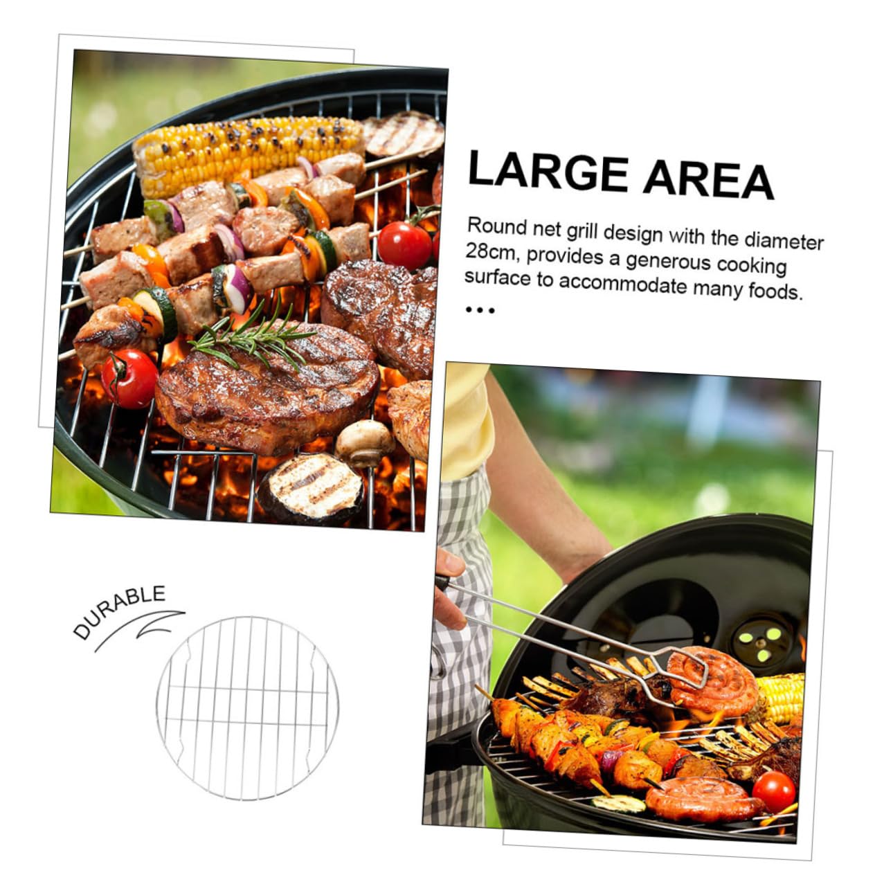 SOLUSTRE 2Pcs Stainless Steel Barbecue Grill Rack Non Stick Design for Cooking Steak Lamb and Chicken and Lightweight Bbq Tools for Outdoor Grilling and Picnic