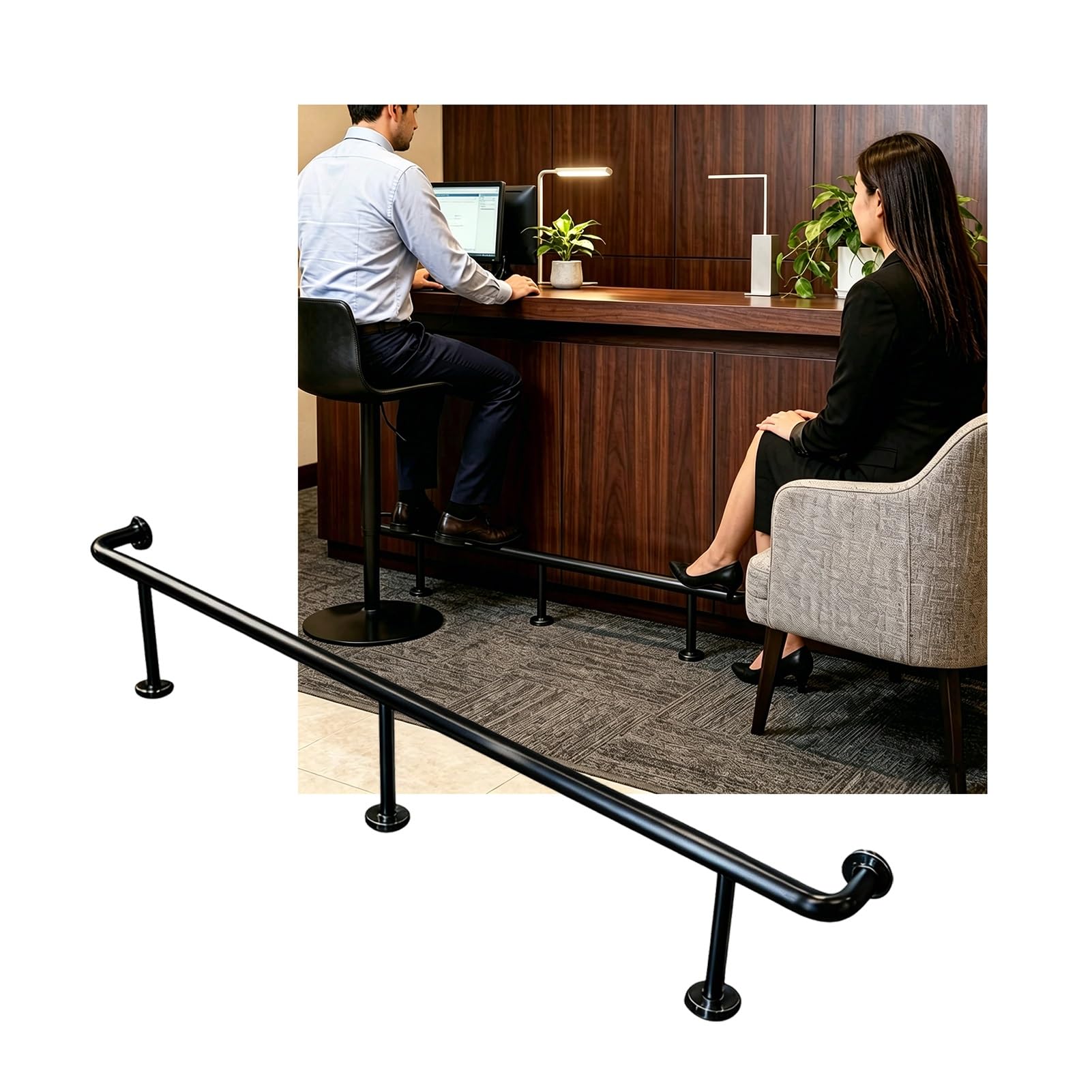 Rail de pied de barre noir de 1.5m pour comptoir de cuisine et bistro