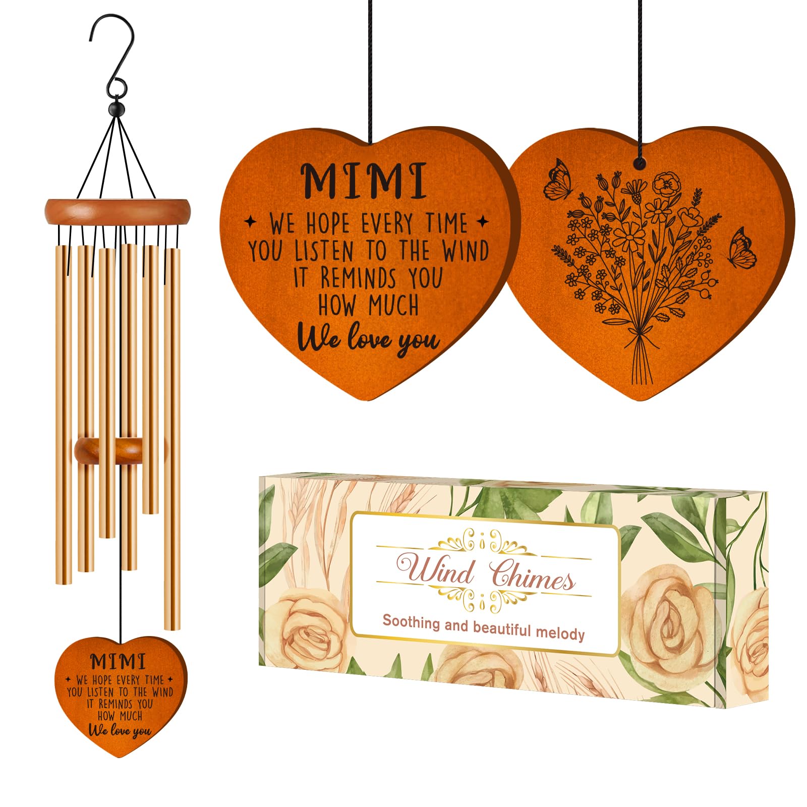 Mimi Gifts, Gifts for Mimi, Mimi Birthday Gift for Grandma from Grandkids, We Love You Mimi Wind Chimes for Birthday Thanksgiving Christmas Mothers Day, Best Mimi Ever Gift Presents