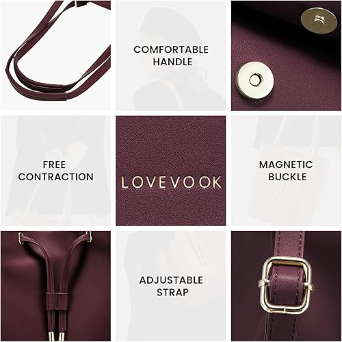 Miniatura 5 de LOVEVOOK Mochilas para mujer, bolsa de mano convertibles de piel sintética, bolsos de mano de moda