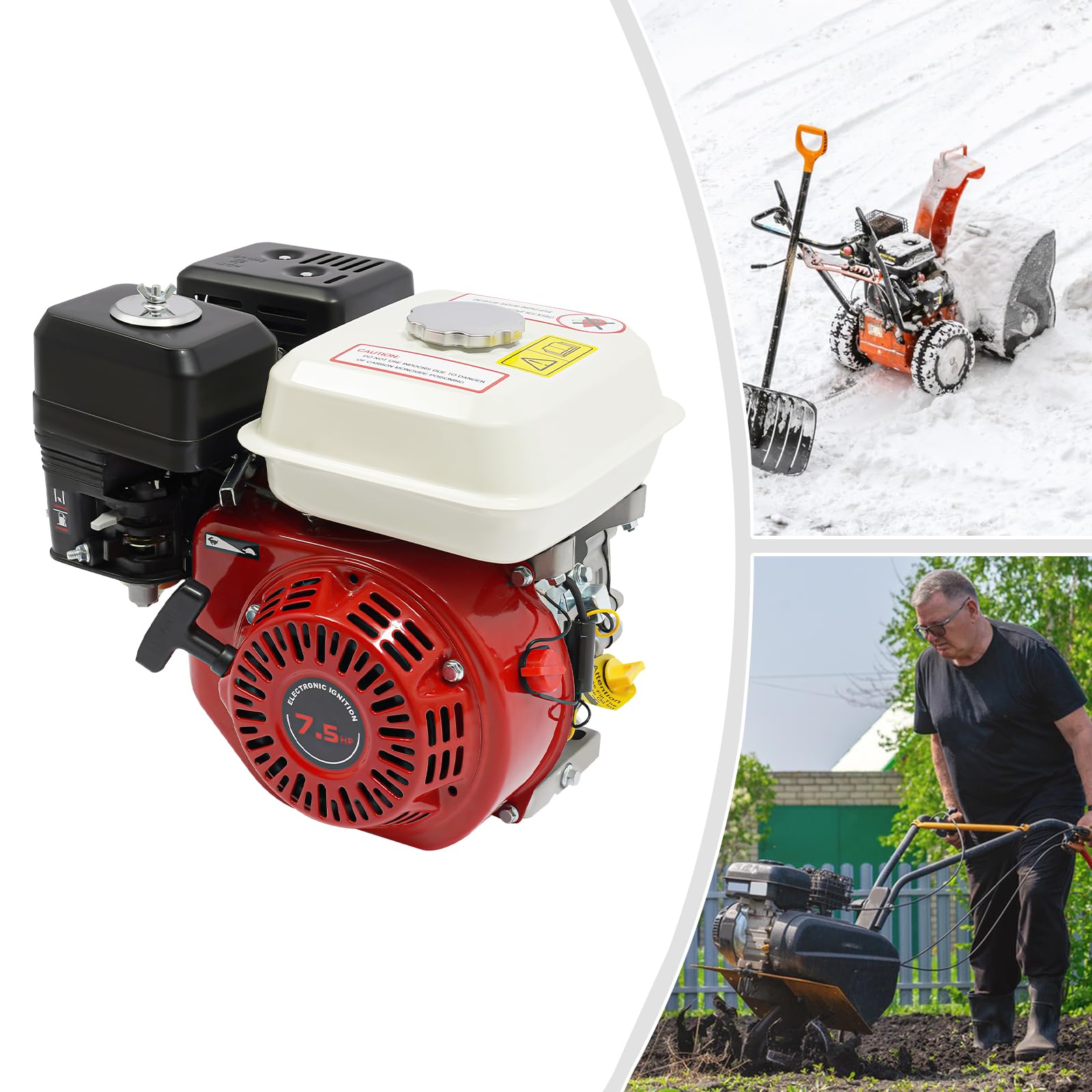Motor de gasolina de 7,5 CV 3 kW de 4 tiempos, motor de estacionamiento con cigüeñal de 20 mm de diámetro, enfriado por aire, cilindrada de 212 cc, para cortacésped, máquinas de bomba, bombas de agua