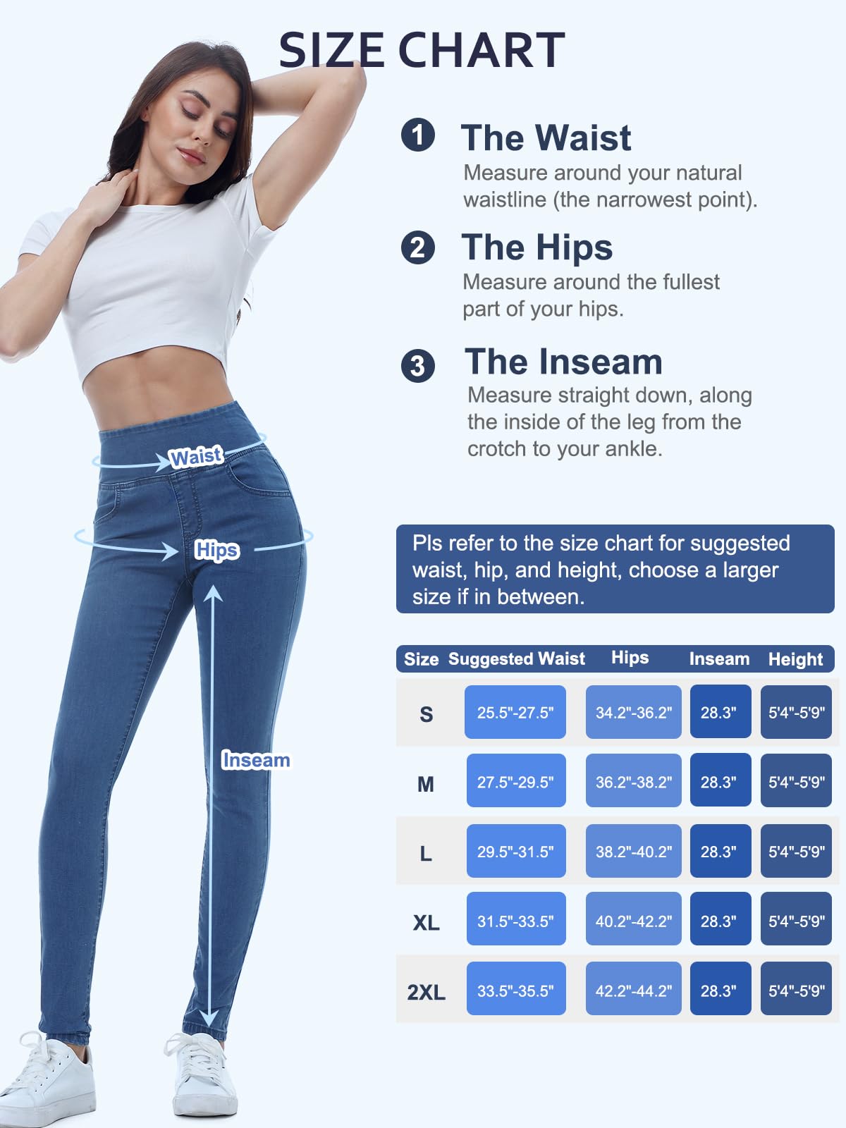 Jeans Donna Elasticizzati, Jeggings Donna Treggings Leggins a Vita Alta Skinny Aderenti Pantaloni Stretti Slim Ankle