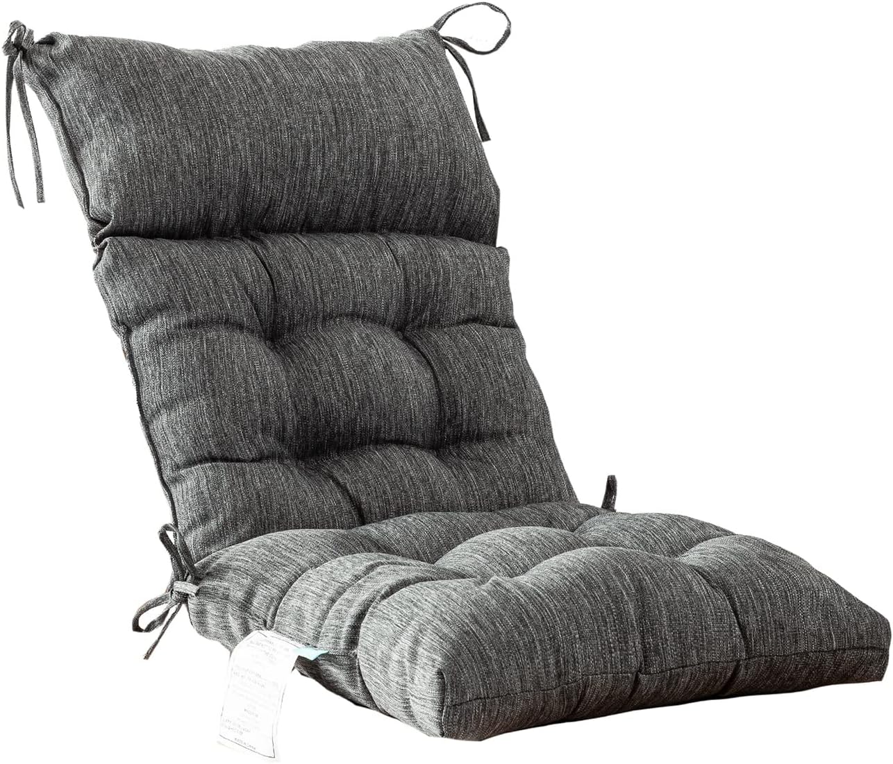 QILLOWAY Outdoor Rocking Chair Cushion 43x21 Inch, 100% Polyester Waterproof Patio Rocking Chair Cushion, High Back Weatherproof Chair Pad for Adirondack & Outdoor Furniture, Charcoal Grey, Black