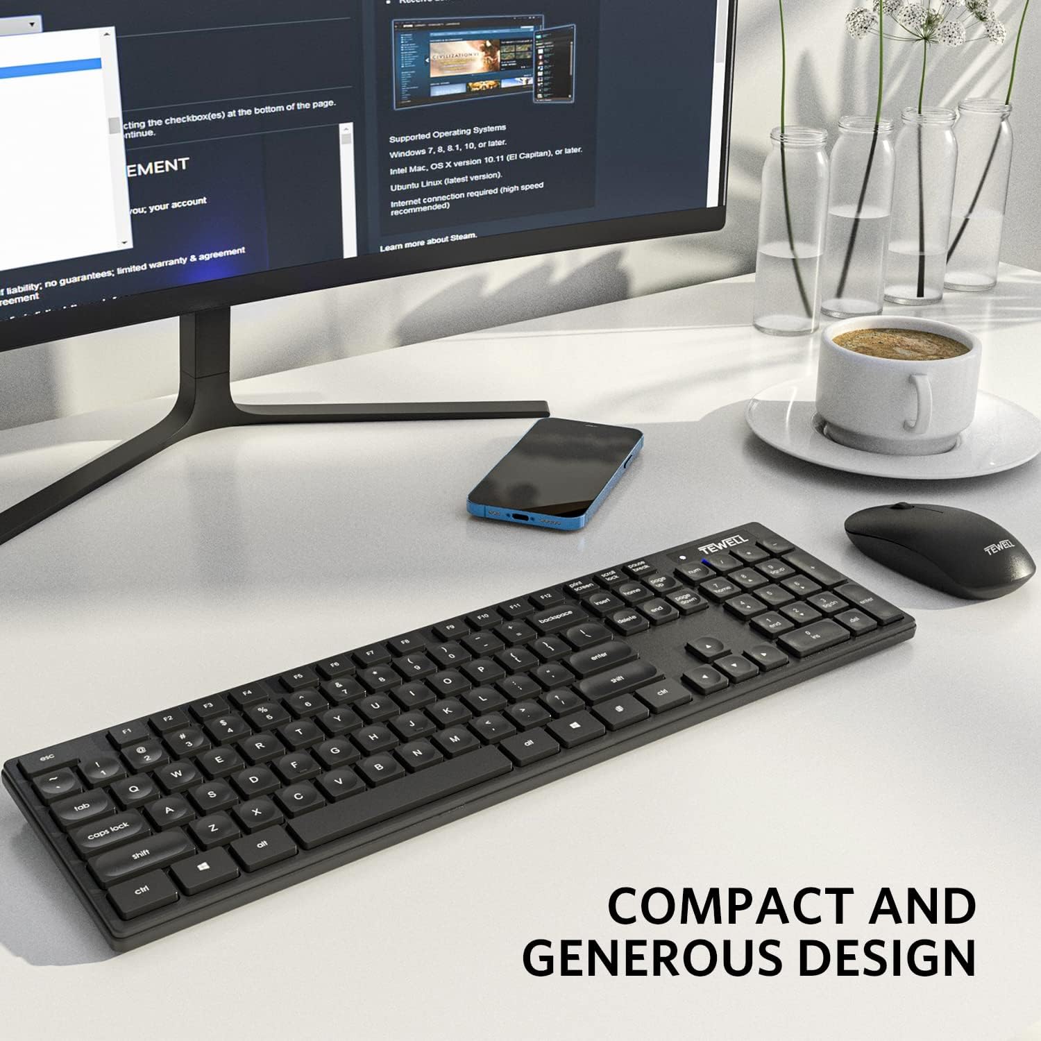 Buy Wireless Keyboard and Mouse Combo, 2.4GHz Compact Quiet Full Size