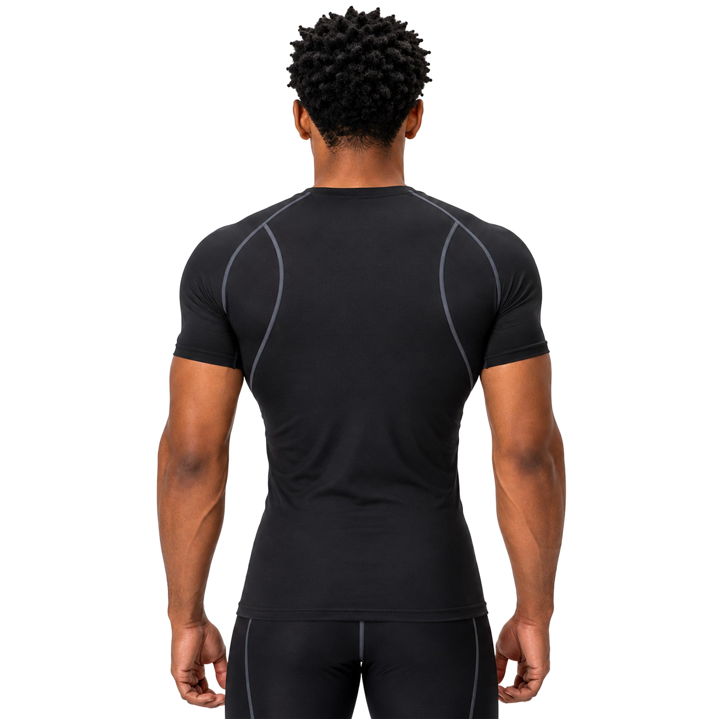 DEVOPS Paquete de 3 camisetas de compresión de manga corta para hombre, camisetas deportivas de capa base, camiseta de entrenamiento atlético