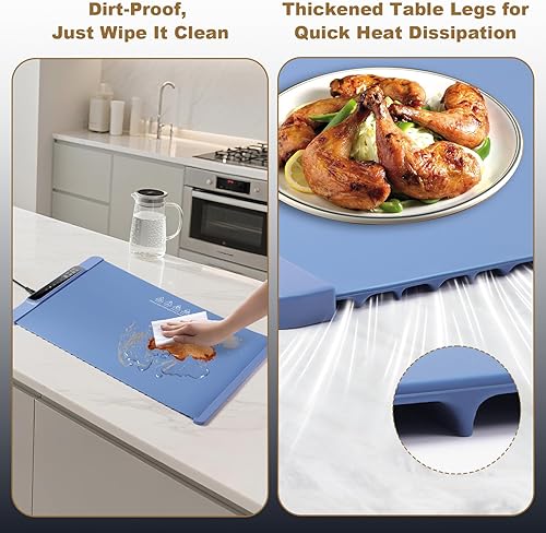 Miniatura 6 de Tapete de calentamiento de alimentos de 25.2 x 14.96 pulgadas, bandeja de calentamiento eléctrica para calentamiento rápido Tapete