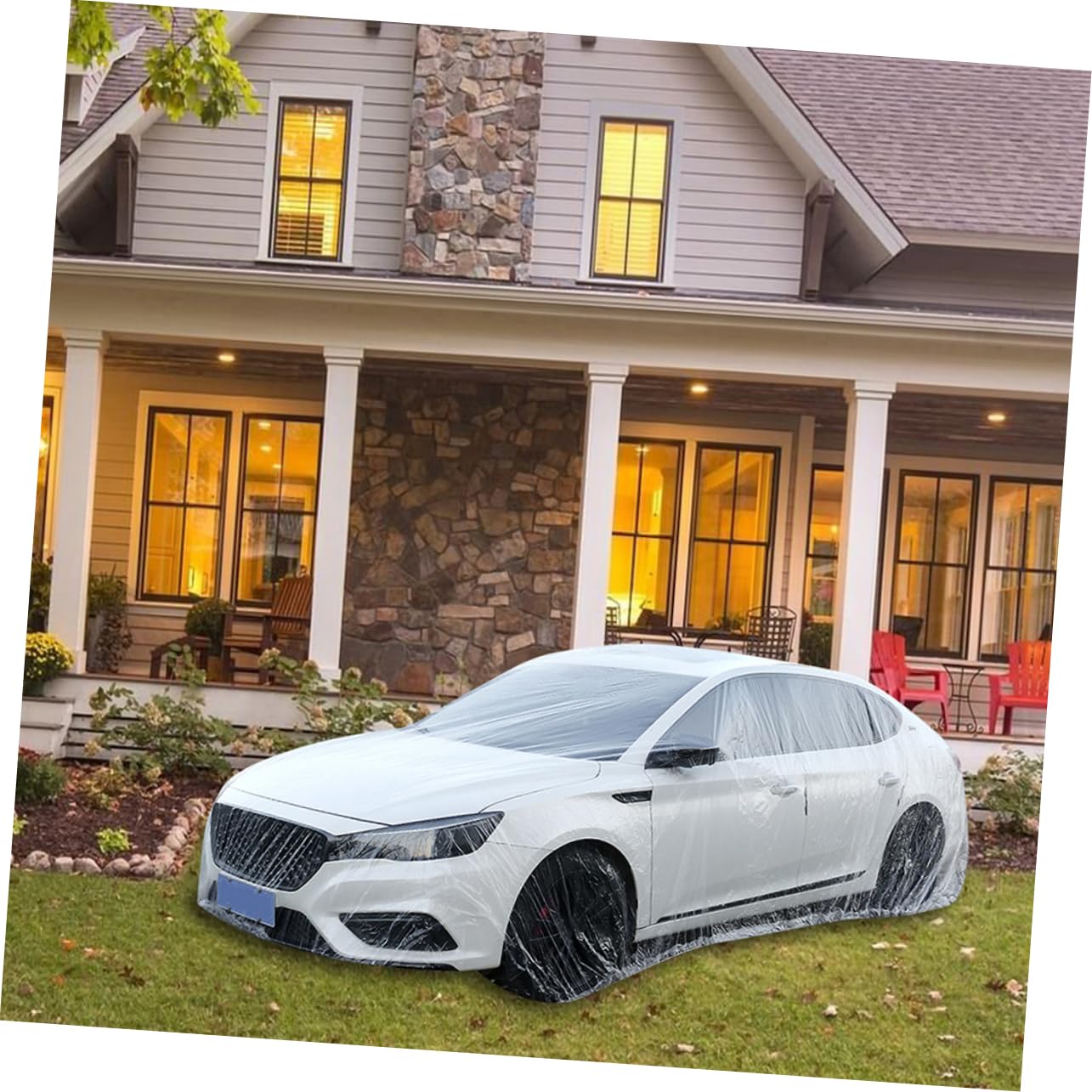 SEWOART All-Weather Car Protective Cover Disposable Pe Body Cover for Uv Rain Resistant for Outdoor Indoor Use Easy — view 4