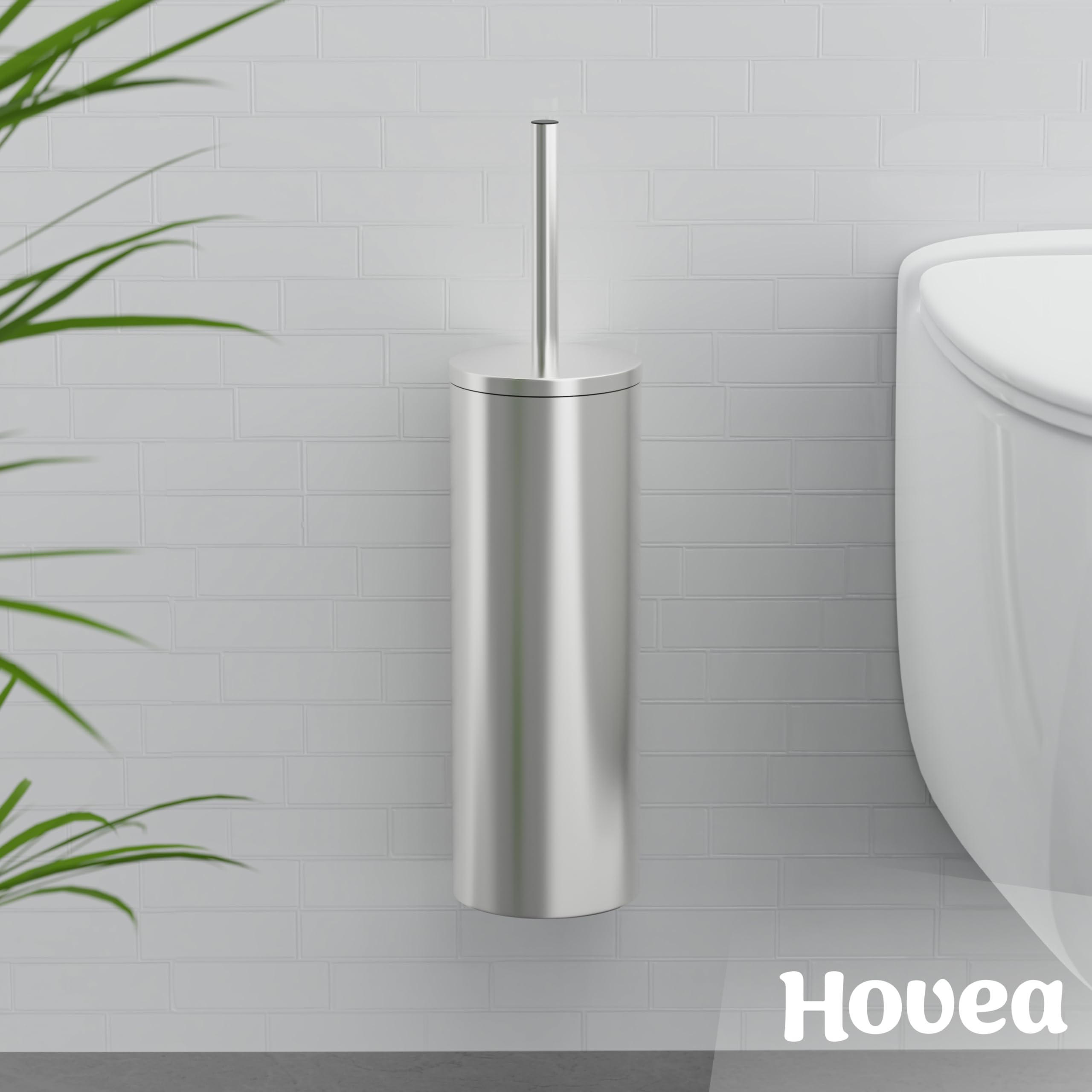 Scopino WC Sospeso - Scopino Silicone e Metallo - Nessuna Foratura - Montaggio a Parete con Adesivo o Vite - Acciaio Inox 304 - Porta Scopino Bagno WC - WC3611