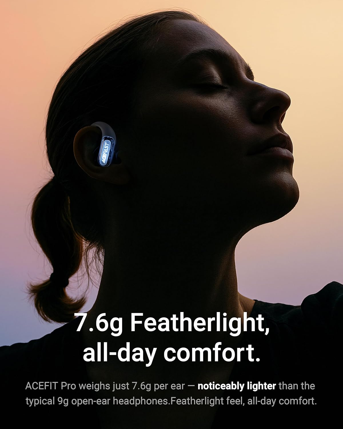 ACEFAST AceFit Pro Open-Ear Headphones, Night Safety Mode for Sports, Powerful Bass, 7.6g Ultra-Comfort, Bluetooth 5.4, 30H Playtime with Digital Display, IP54 Sports Earbuds for Running & Workouts - Image 4