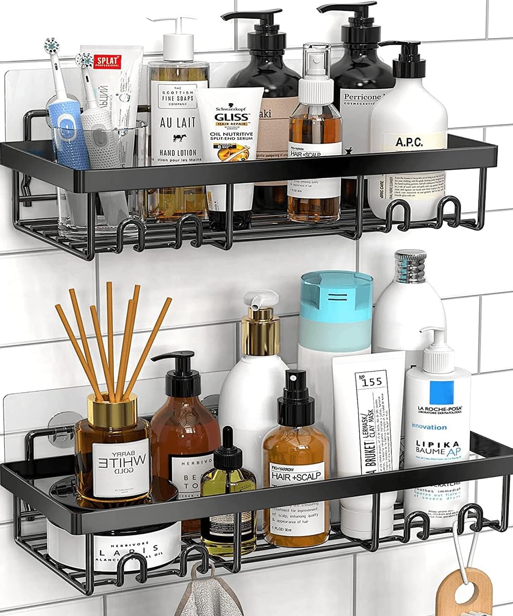 S2C Premium Stainless Steel Bathroom Shelf Organizer - Rustproof Shower Caddy, Stainless Steel Bathroom Organizer, Bathroom Accessories, Corner Shelf, Kitchen Organizer, Wall Shelf (PACK OF 2)