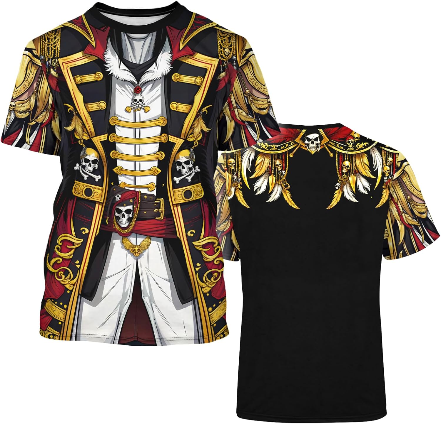 THE PIRATE KING Anime Pirate Captain Tee Tuxedo T-Shirt Funny Cosplay Costume Tee Crewneck Short Sleeve Casual Top Unisex - Image 5