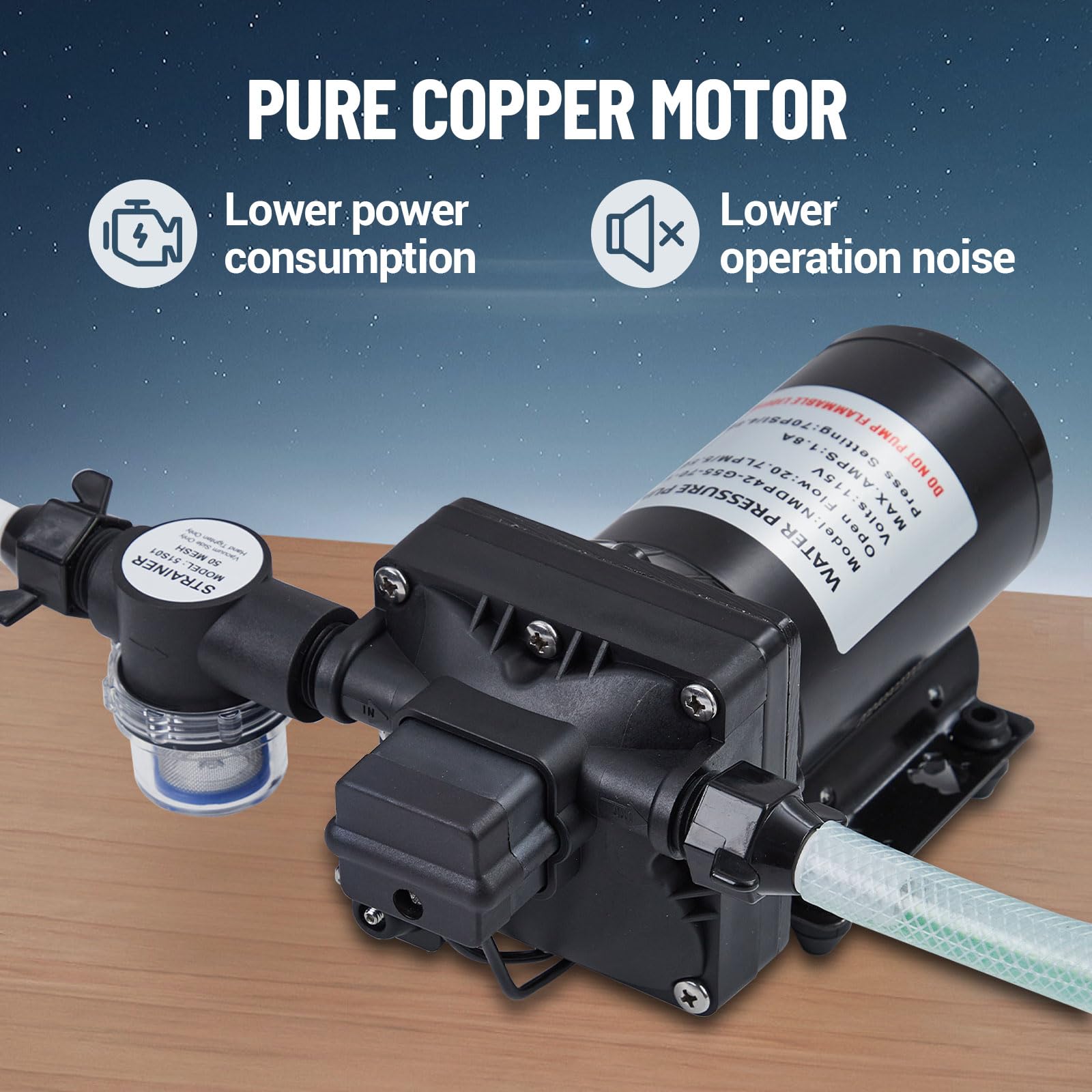 Everflo EF5500 Pompe de transfert d'eau à membrane 5,5 GPM 12 V 60 psi