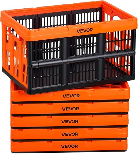 VEVOR Caisse Plastique Pliable 45 L Lot de 6, Cagette Pli…