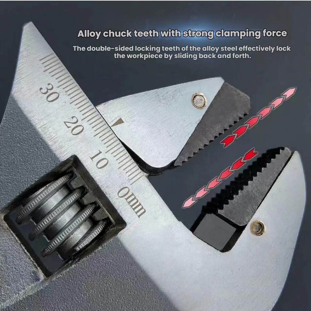 Auto-Lock Self-Tightening Wrench – 8" High Carbon Steel Ratchet Adjustable Wrench, Non-Slip 2-in-1 Tool for Multi-Size Bolts & Pipes, Ideal for Mechanics, Electricians, and Household Use