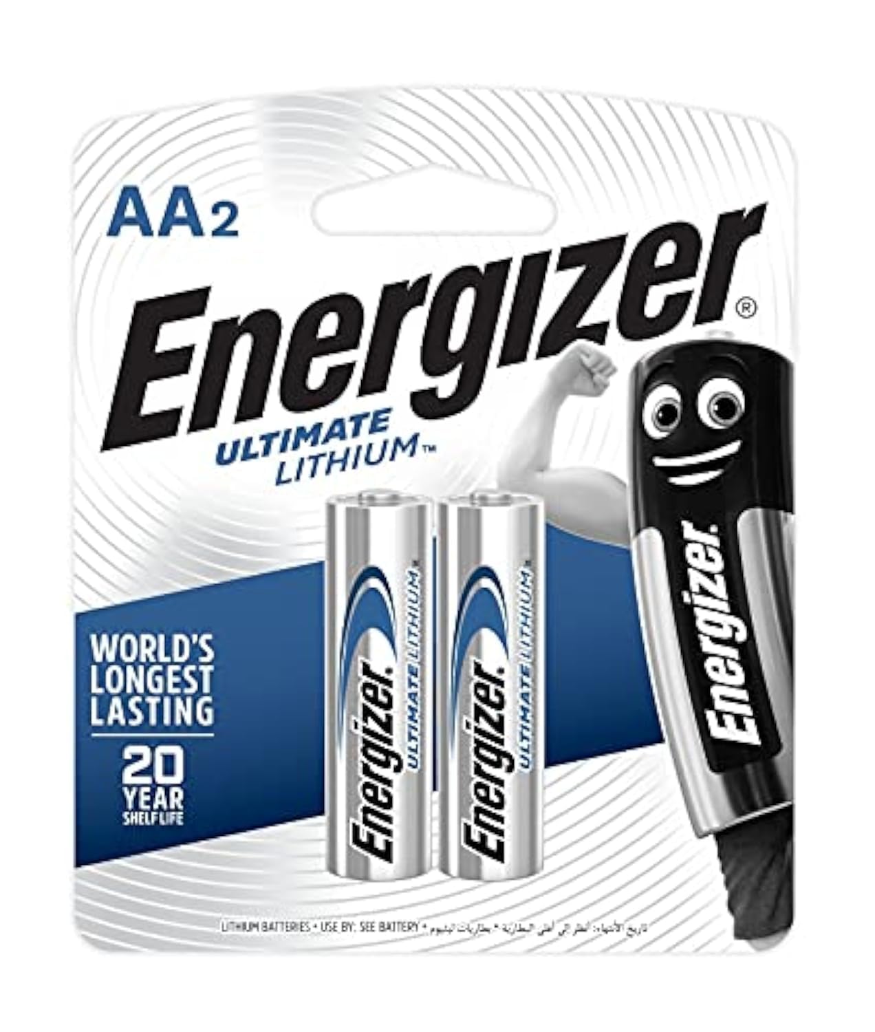 Energizer Ultimate Lithium AA Batteries - Pack of 2 Longest Lasting, Leak-Proof Design, for High-Performance Devices