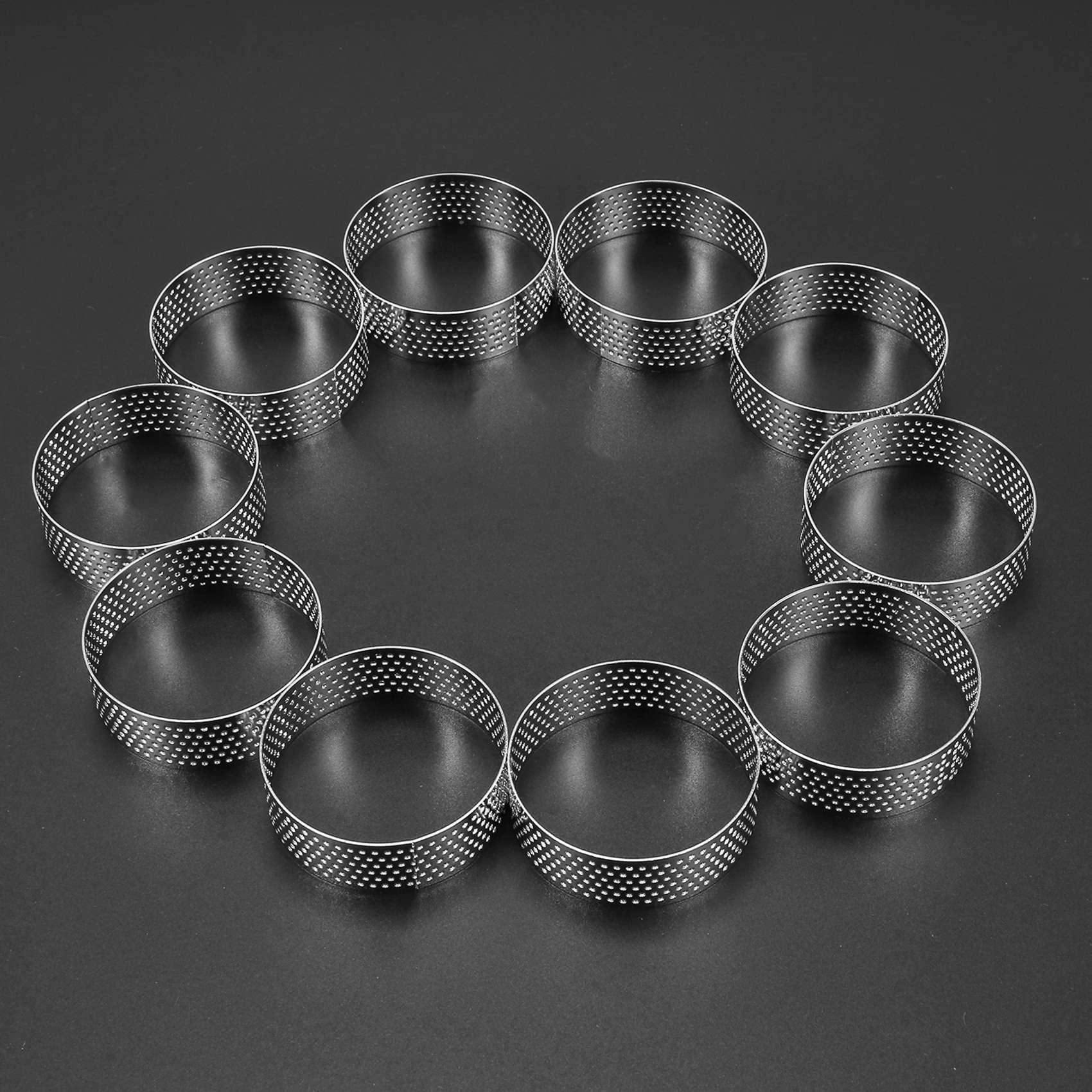 40 Piezas de Postre Redondo de Acero Inoxidable Perforado Pastel de Frutas Quiche Molde de Mousse de Pastel Molde para Hornear de Cocina 6Cm