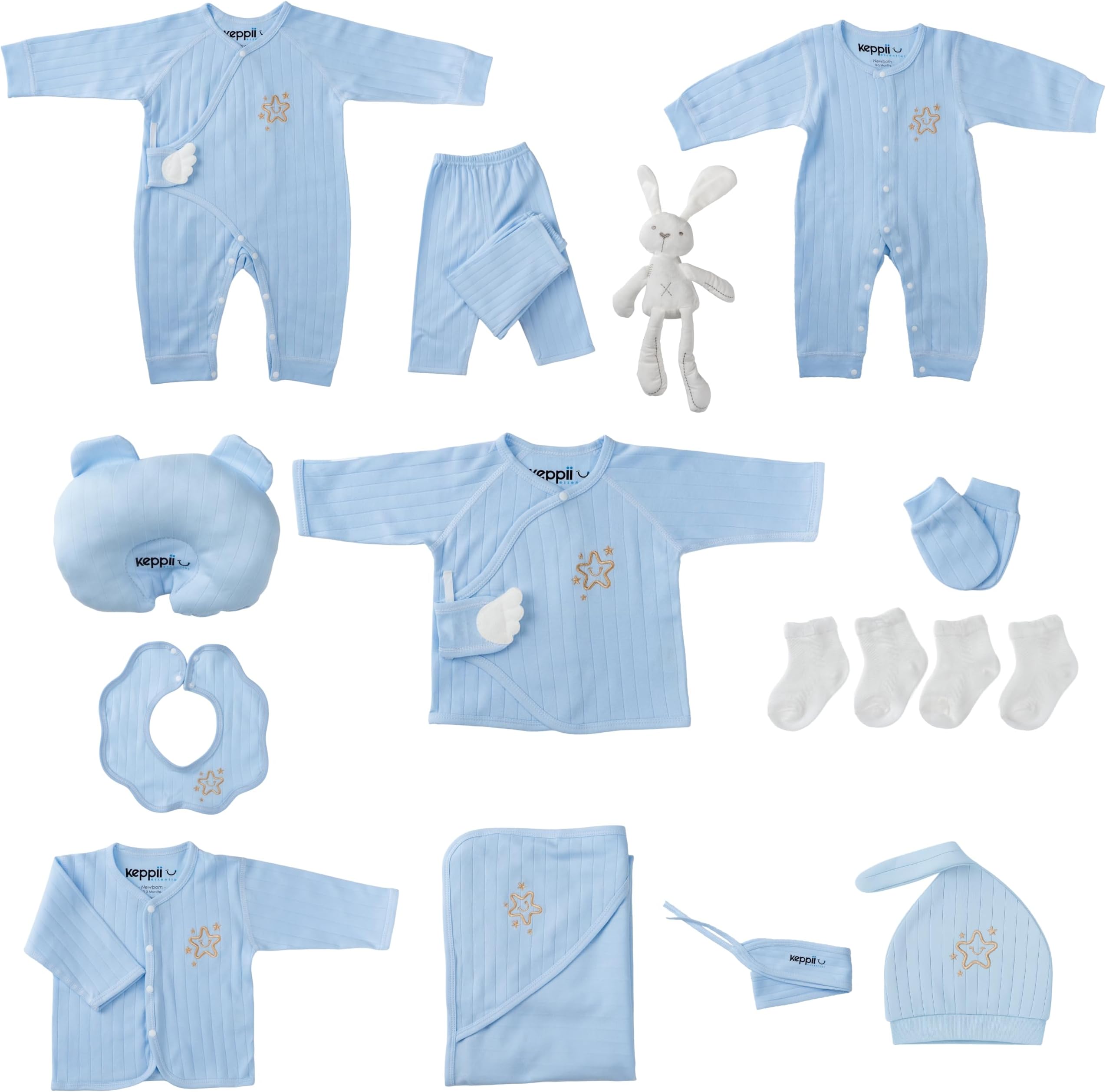 keppii essential™ 18-Piece Newborn Layette Gift Set – Premium Clothing & Accessories | Luxury Gift Box | Unisex