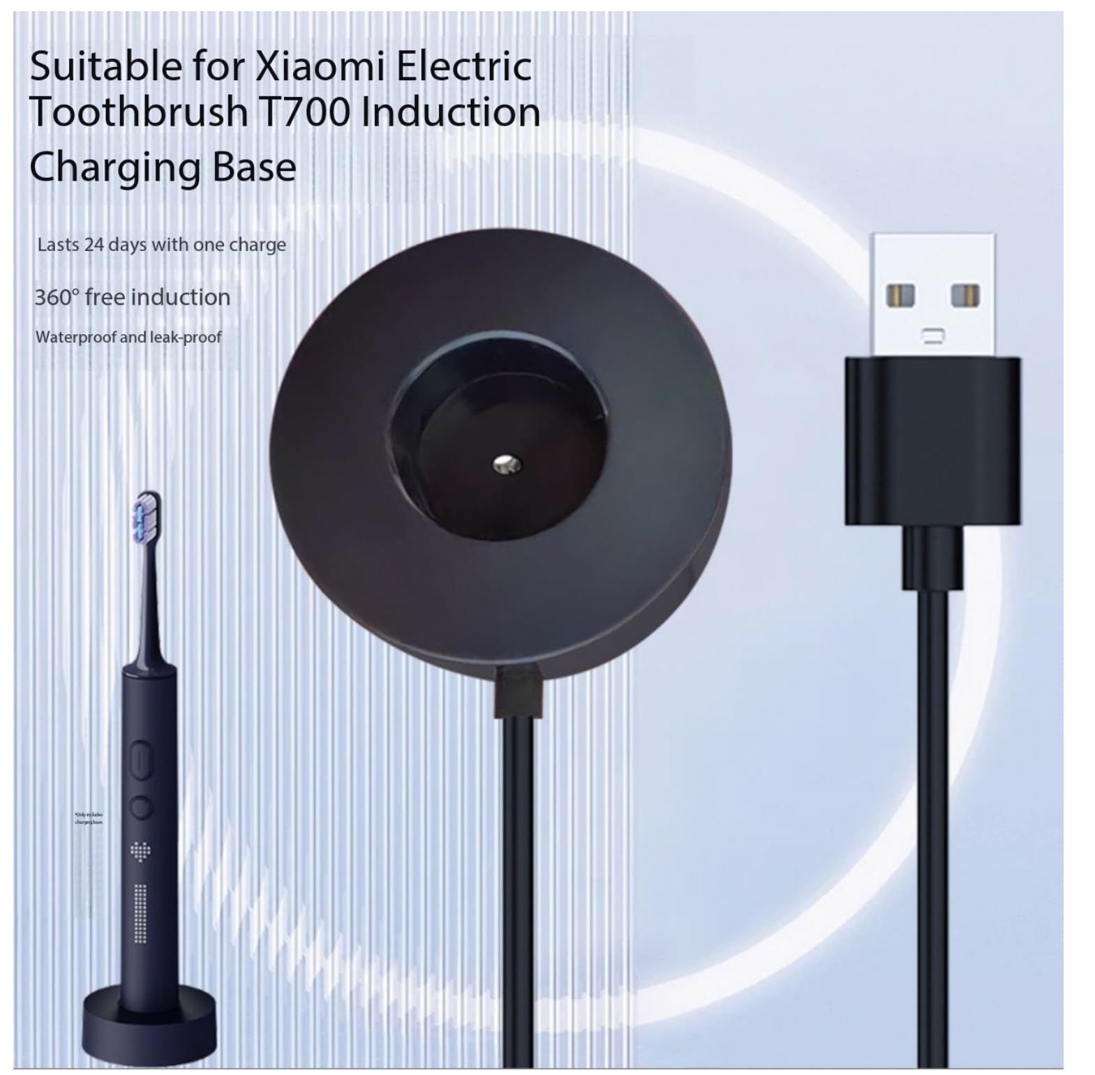 Zastępczy Kabel Ładowarki USB 1 Metr Stacja Ładowania Ładowanie Indukcyjne Kompatybilny z Elektrycznymi Szczoteczkami do Zębów Xiaomi Mijia T700