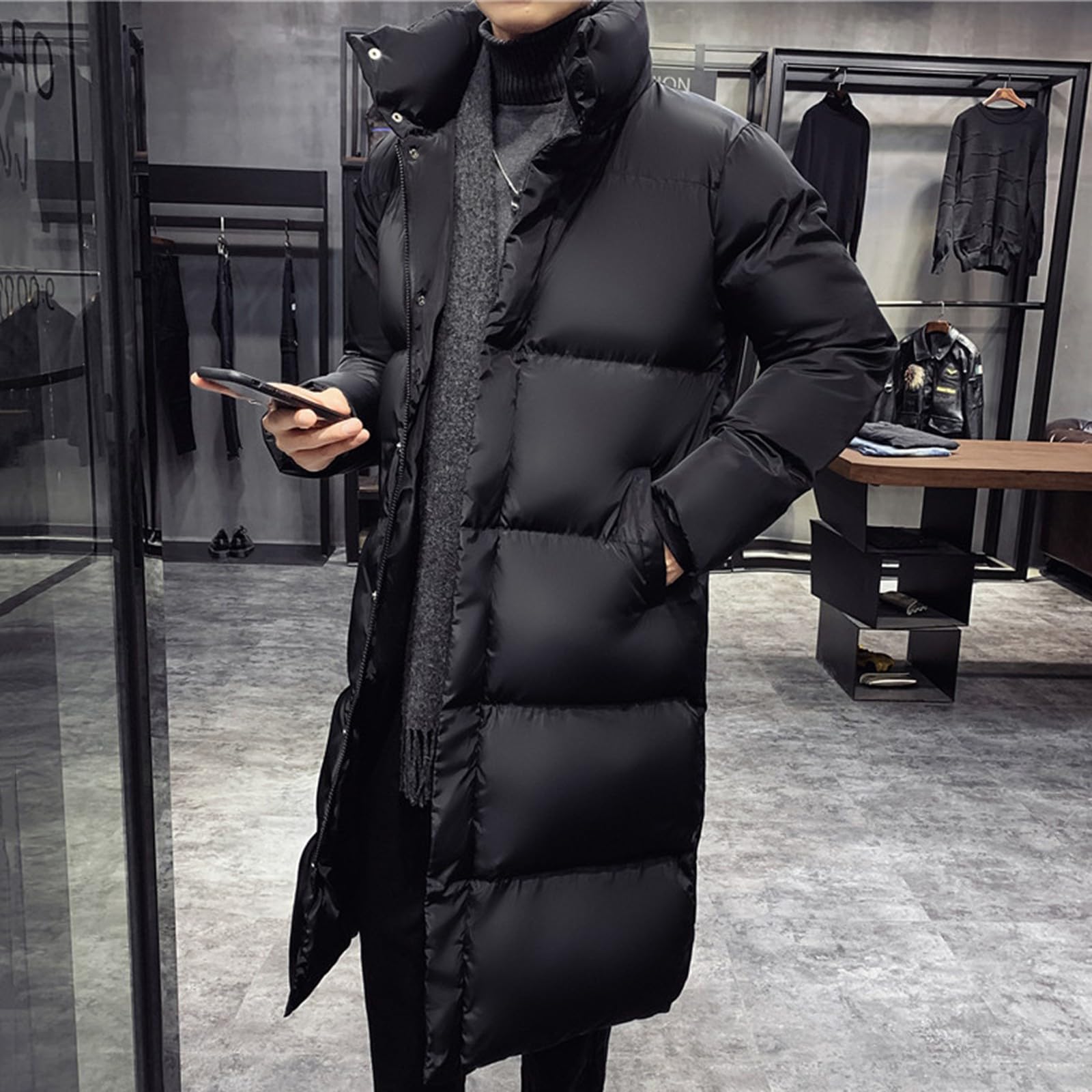 Piumino con cappuccio da uomo, cappotti lunghi trapuntati da uomo leggero piumino parka giacche antivento piumino lungo inverno caldo piumini lunghi piumini impermeabili cappotti invernali