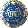 RecoveryChip 18 Year AA Medallion Dusty Blue Color Gold Plated Chip XVIII