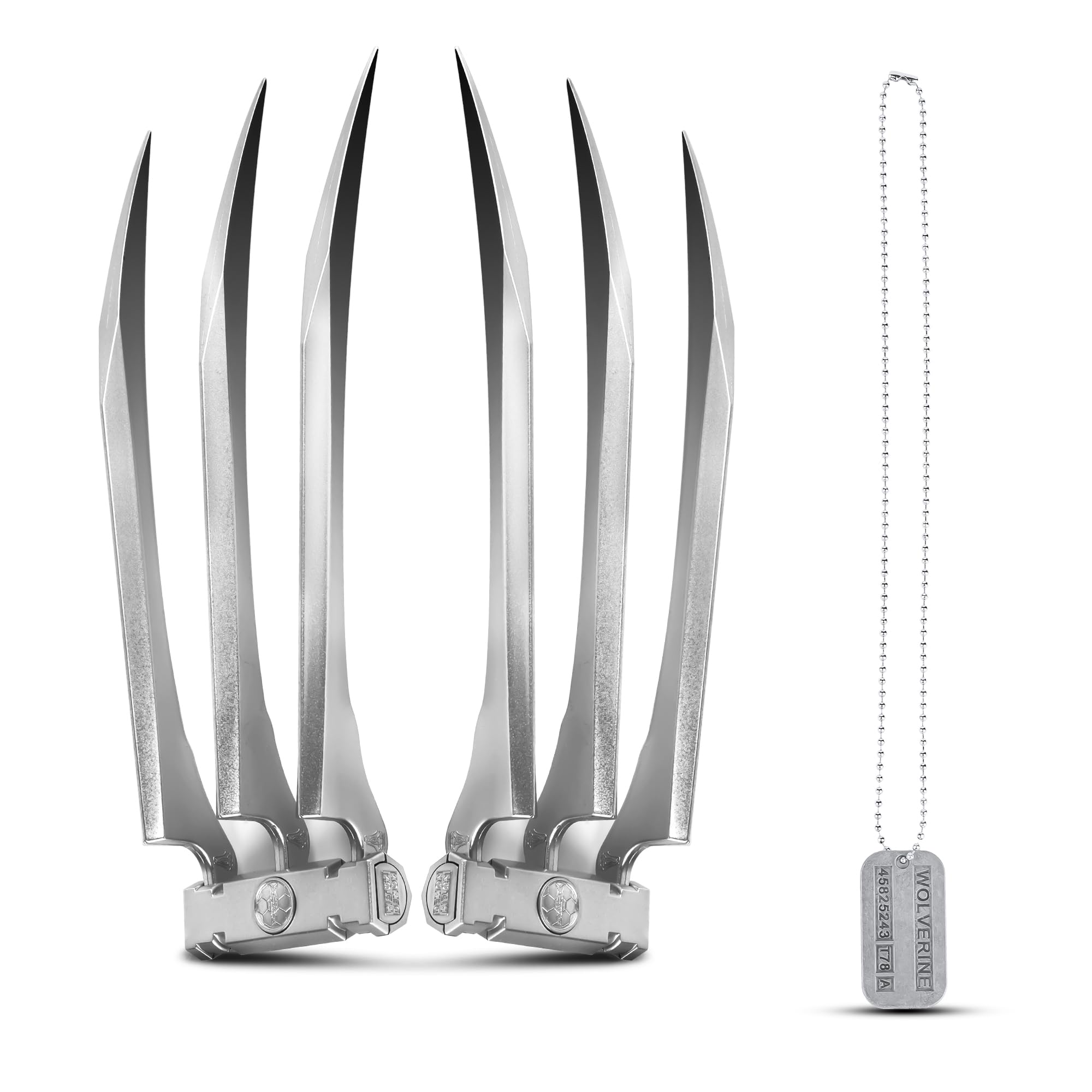 HCSLUCK Superhero Claws, Wolverine Claws with Plastic Handles for Adults, Wolf Claws for Halloween Cosplay Props, Set of 2, One Pair Silver