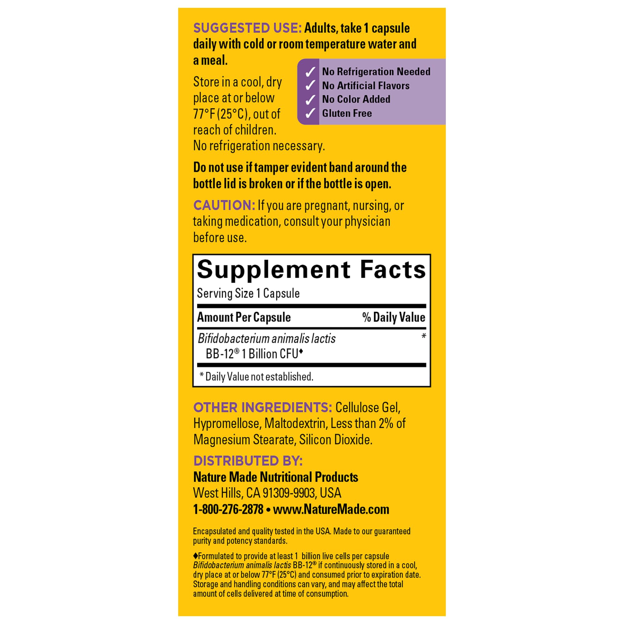 Nature Made Probiotic Capsules 1 Billion CFU from Live Cultures, Probiotics for Women and Men for Immune & Digestive Support, 30 Capsules, 30 Day Supply