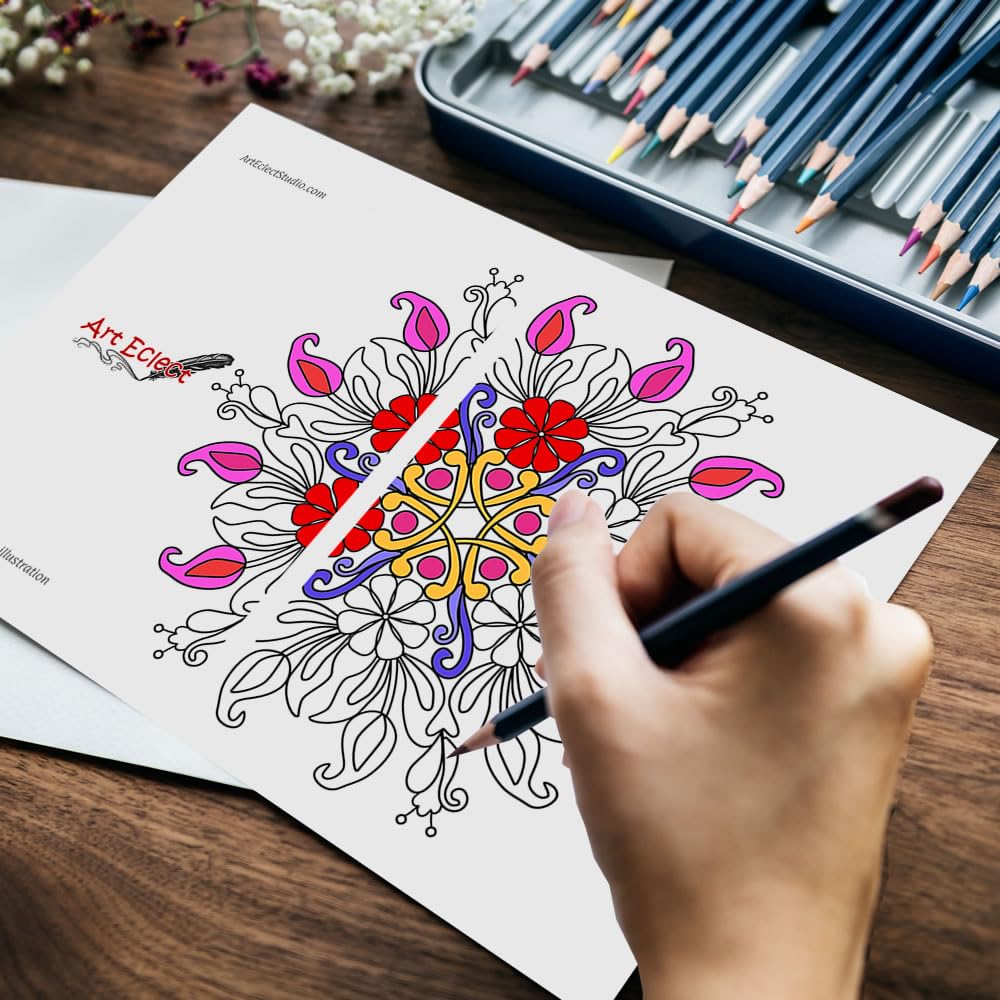 Art Eclect Mandala kartki z życzeniami do kolorowania dla dorosłych - z