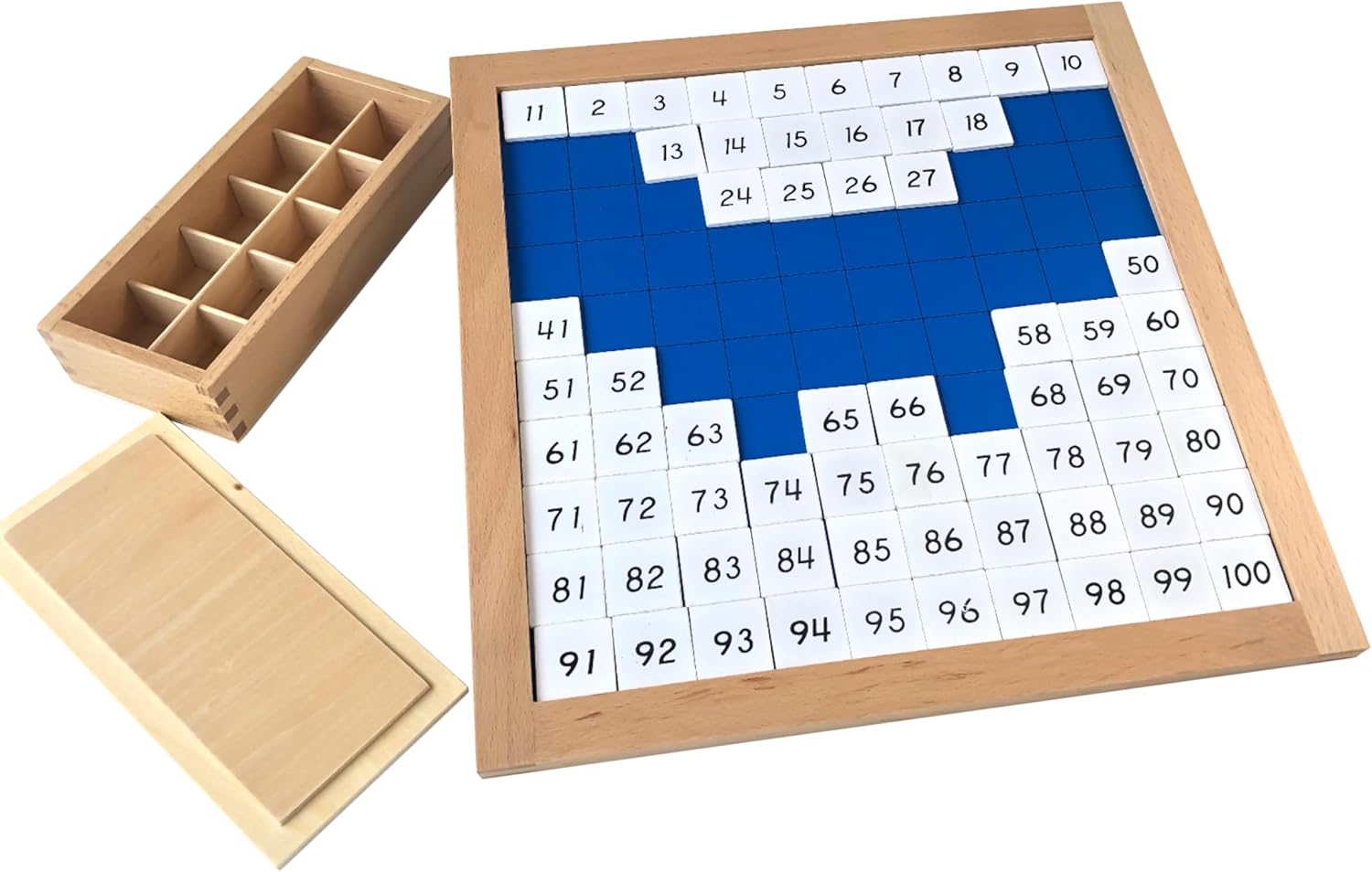 Premium Montessori Hundred Board Math Toy, 13.4″ Solid Beechwood Number Sequencing 1-100 for Kids Ages 4-8, Educational Teaching Aids & Homeschool Supplies, Durable Learning Gift (Hundred Board)