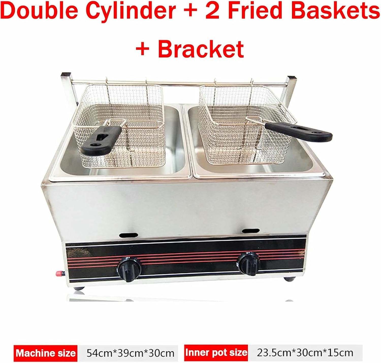 Gas Deep Fryer Deep Fat Fryer, Stainless Steel Lpg Fat Fryer with Removable Basket, Manual Adjustment Temperature with Lid-