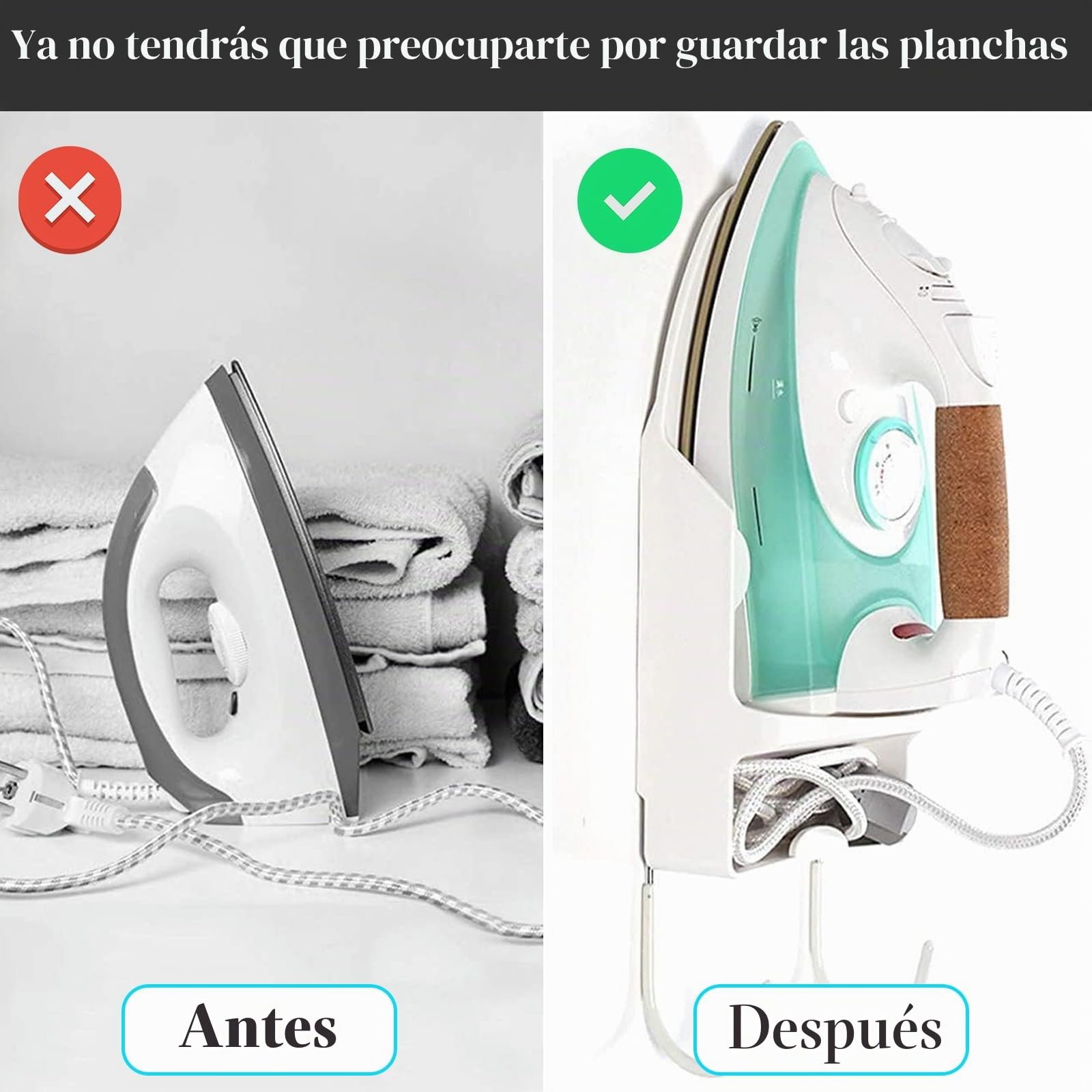Soporte para tabla de planchar, organizador de almacenamiento en estante para tabla de planchar, cesta de planchado sobre puerta o montaje en pared en cuarto de lavado [blanco] | Estante de baño para el hogar, 42,9 cm x 14 cm x 12 cm