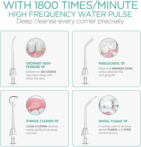 Miniatura 4 de VOYOR Irrigador oral inalámbrico recargable con chorro de agua dental con 3 modos de trabajo, IPX7 impermeable para dientes, soporte ortopédico,