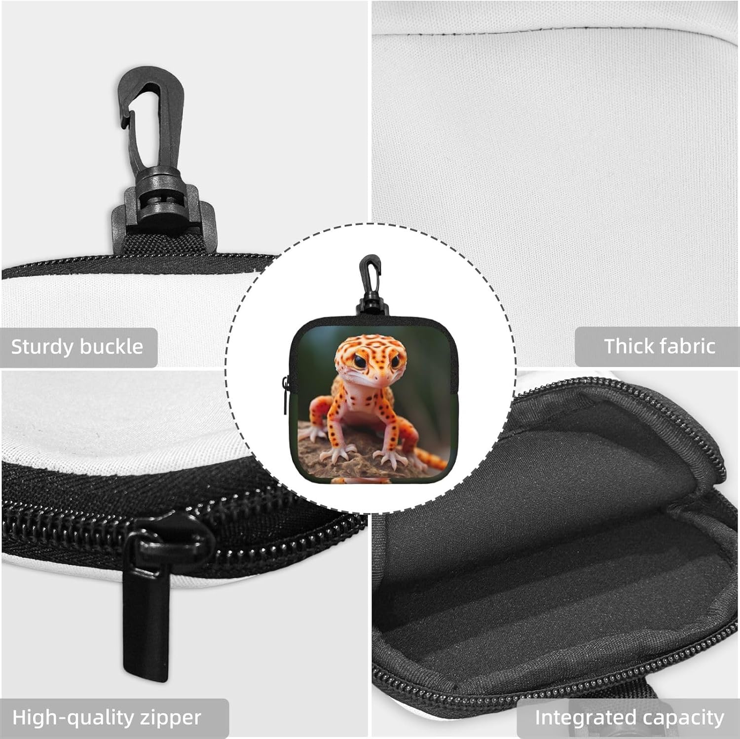 Sand Leopard Gecko Print Versatile Square Storage Bag Travel Organizer Pouch Toiletry Home Office Gift image 5
