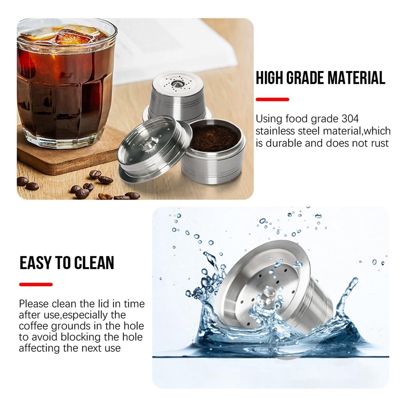 Compatible Con K-fee, Compatible Con Starbucks Verismo, Compatible Con Cápsulas De Espresso ALDI, Cápsulas De Café Rellenables En Cápsulas Reutilizables De Acero Inoxidable.(1PCS Pod and 1PCS Tamper)