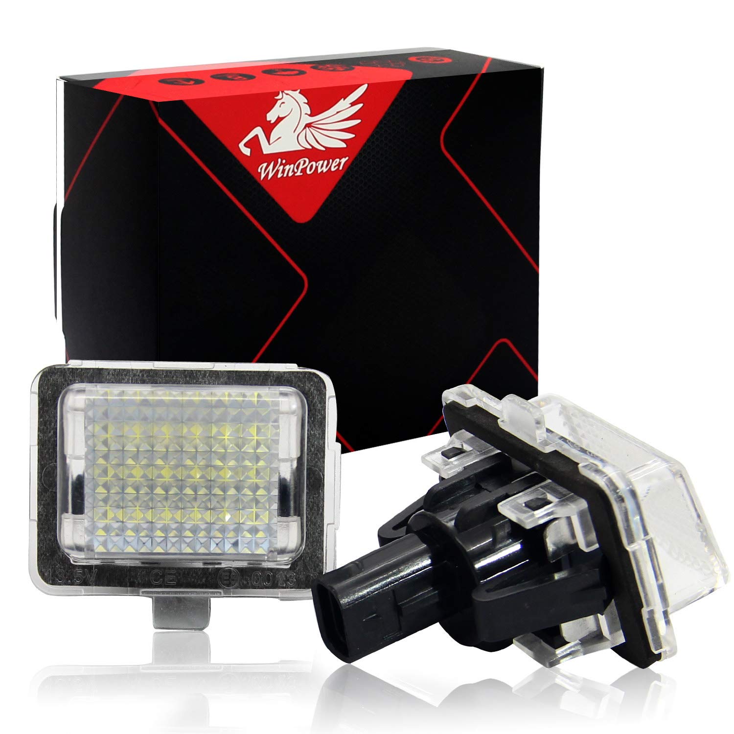 WinPower LED Number Plate Light License plate lights White Lamps 6000K for C E S CL SL CLA SLK CLS Class C117 C216 W204 W205 W212 W213 W218 W221 W222 W231 ect., 2 Pcs