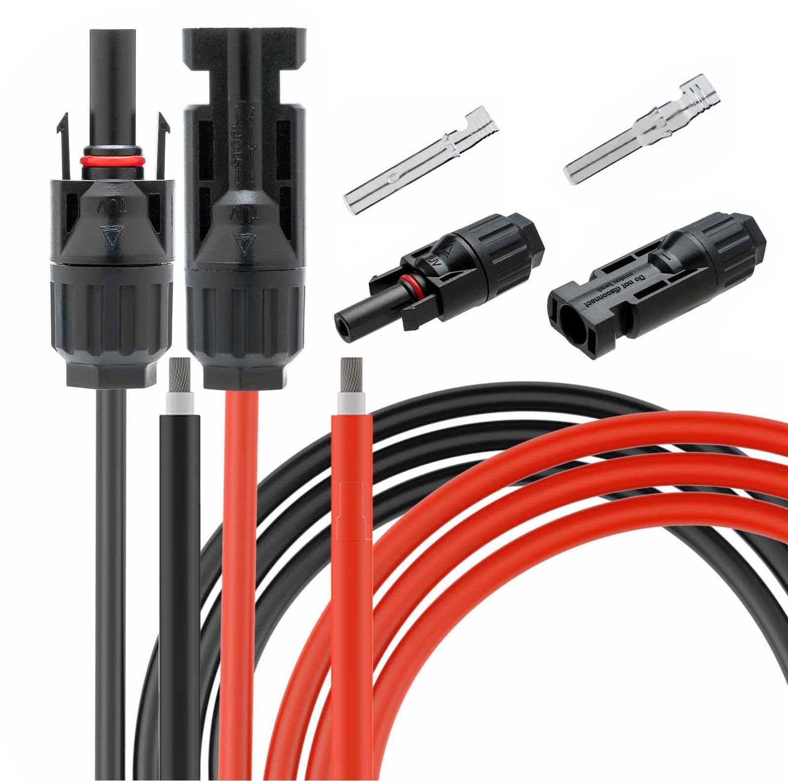 MC4 Solarkabel, 10 AWG, Solar-Verlängerungskabel, 9 m, mit Buchse und Stecker, 10 Gauge (6 mm²) Solarmodul-Verlängerungskabel