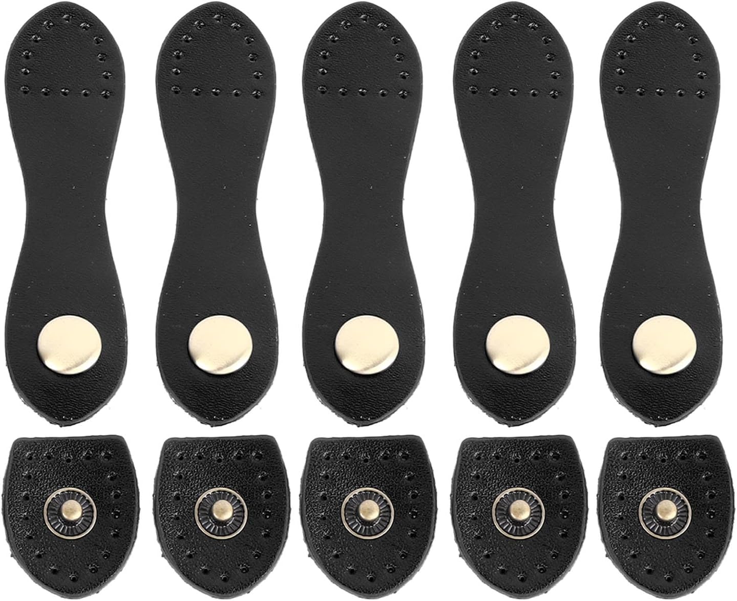 NIBEMINENT 5 Sets Leather Snap Buckles Snap Button Closure, Sew On Leather Purse Closure Fasteners for Leather Purse Wallet Bags Tote Jacket Notebook Purse Making Supplies DIY Craft (Black)