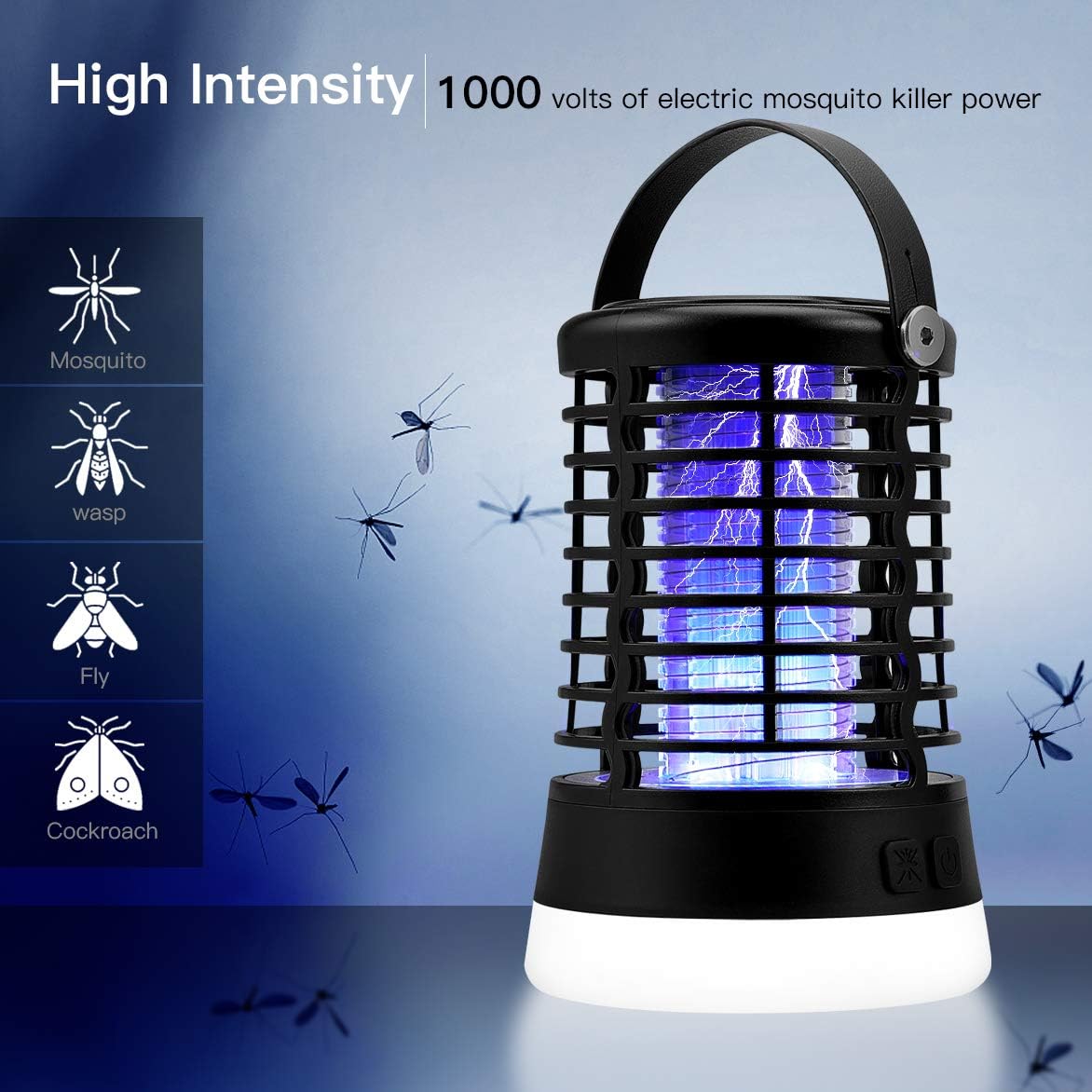 Bug Zapper Electric Mosquito Killer Insect Fly Trap Mosquito Attractant Trap Control with Camping Lamp for Indoor Outdoor Backyard Patio Camping Cordless and Hangable : Garden & Outdoor