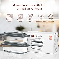 Vista 7 de Razab Sartén grande de vidrio para pan de 7.6 tazas/1.9 cuartos de galón con tapas (juego de 2) – Molde para pastel de carne sin BPA tapas