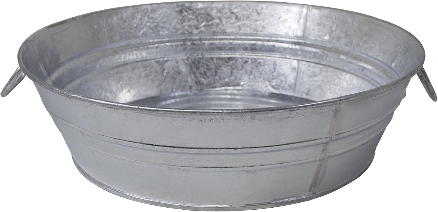 Behrens 105LFT 3 Gallon Hot Dipped Steel Low Flat Tub, Silver